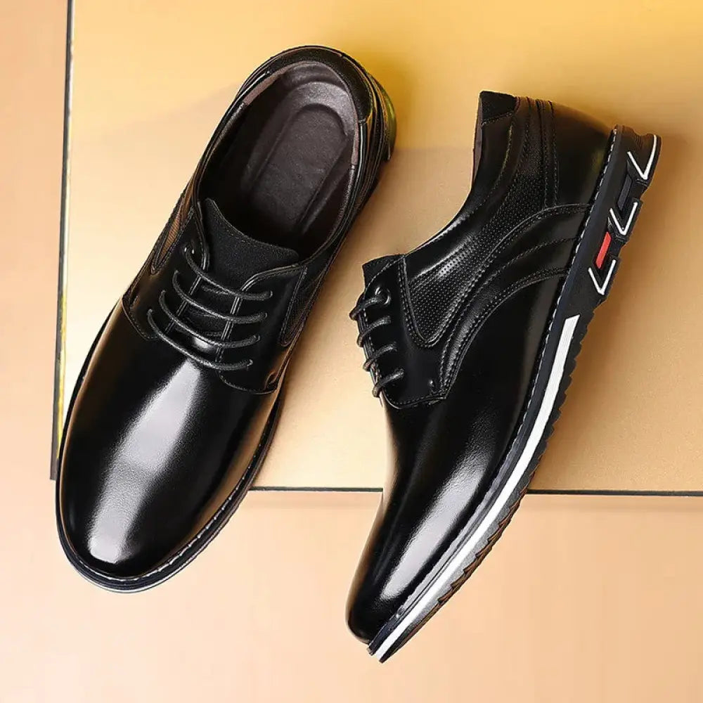 Men's Brown Polished Leather Lace Up Work Shoes