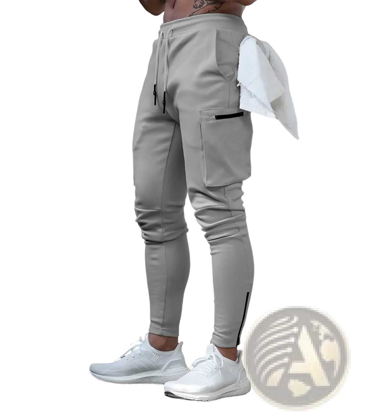 Men's Zipper Cargo Joggers Fitness Trousers