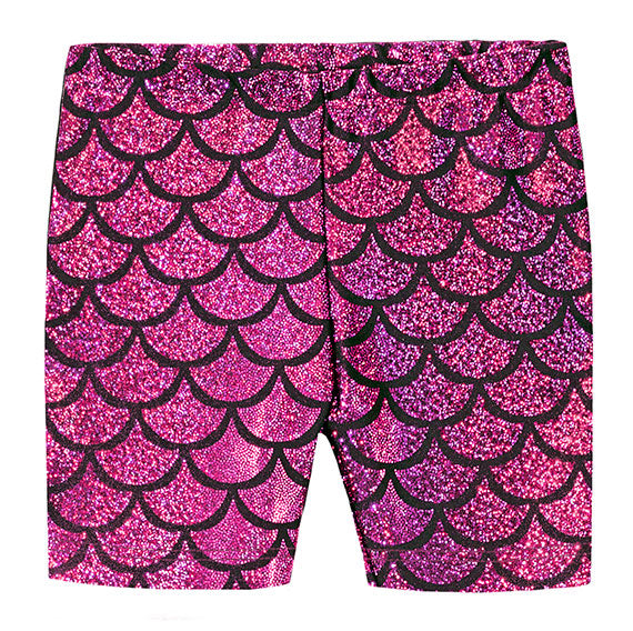 Girls Novelty Bike Shorts  | Fuchsia Mermaid Sparkle