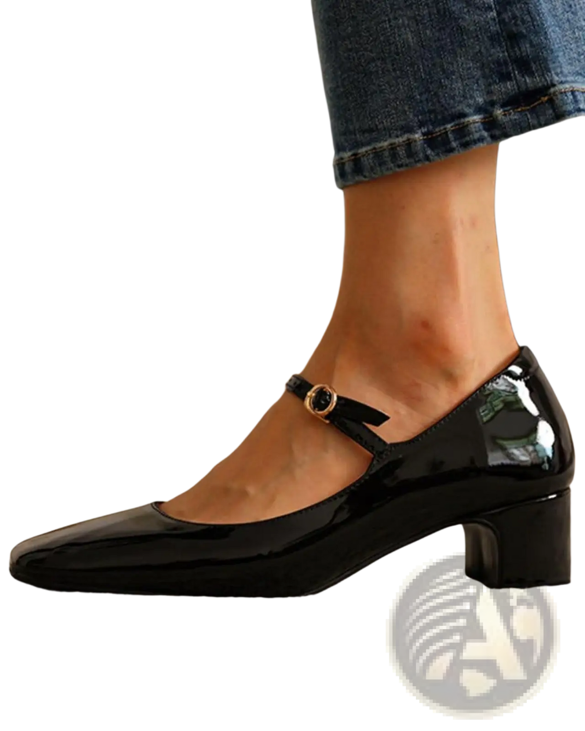 Patent Leather Mary Jane Block Heel Square Toe Shoes