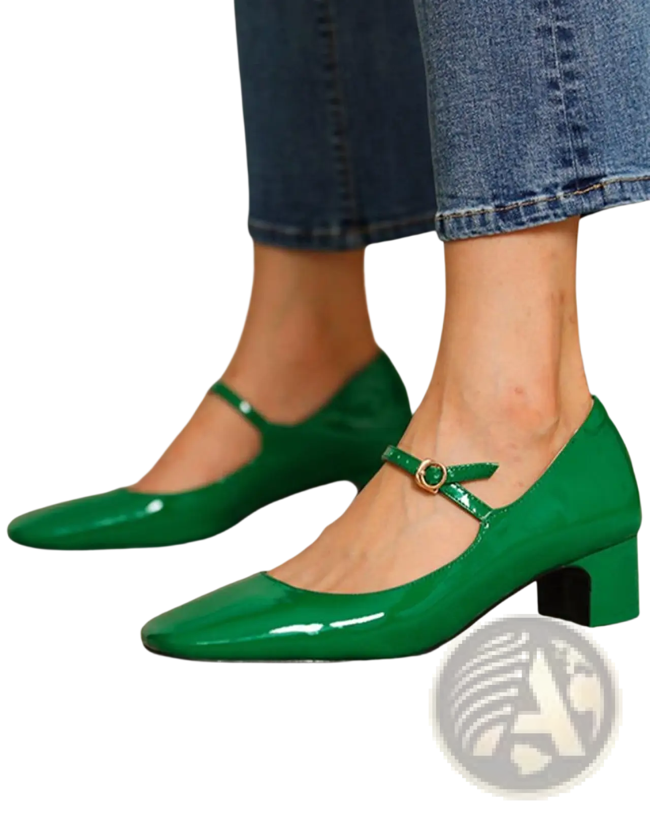 Patent Leather Mary Jane Block Heel Square Toe Shoes