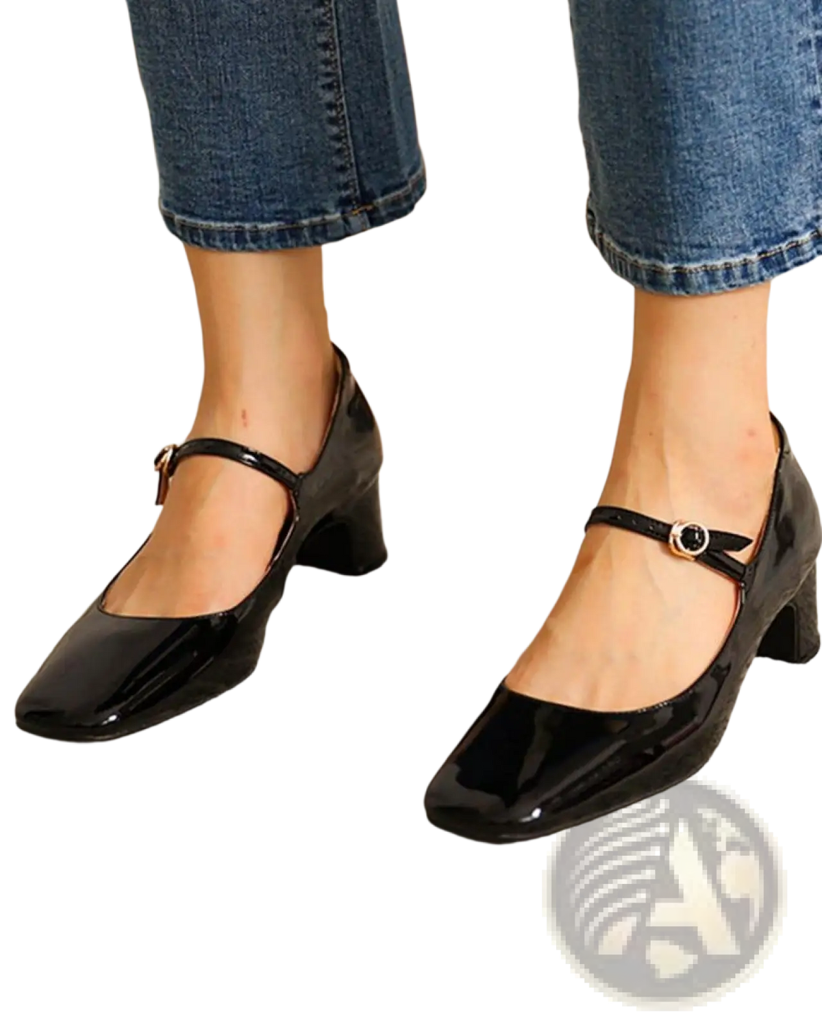 Patent Leather Mary Jane Block Heel Square Toe Shoes