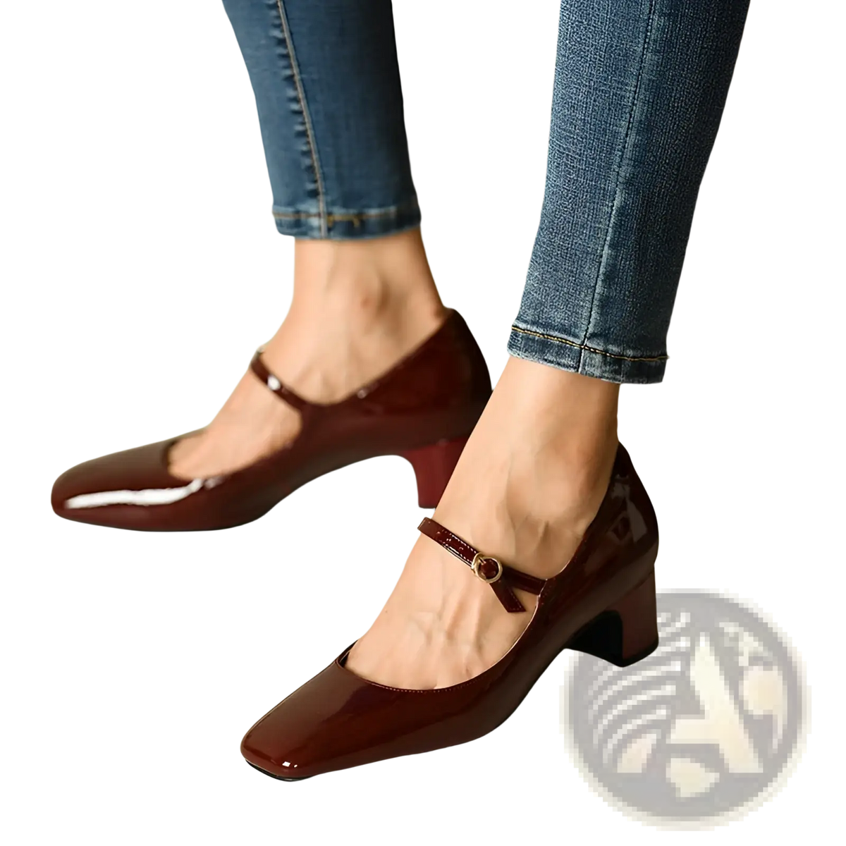 Patent Leather Mary Jane Block Heel Square Toe Shoes