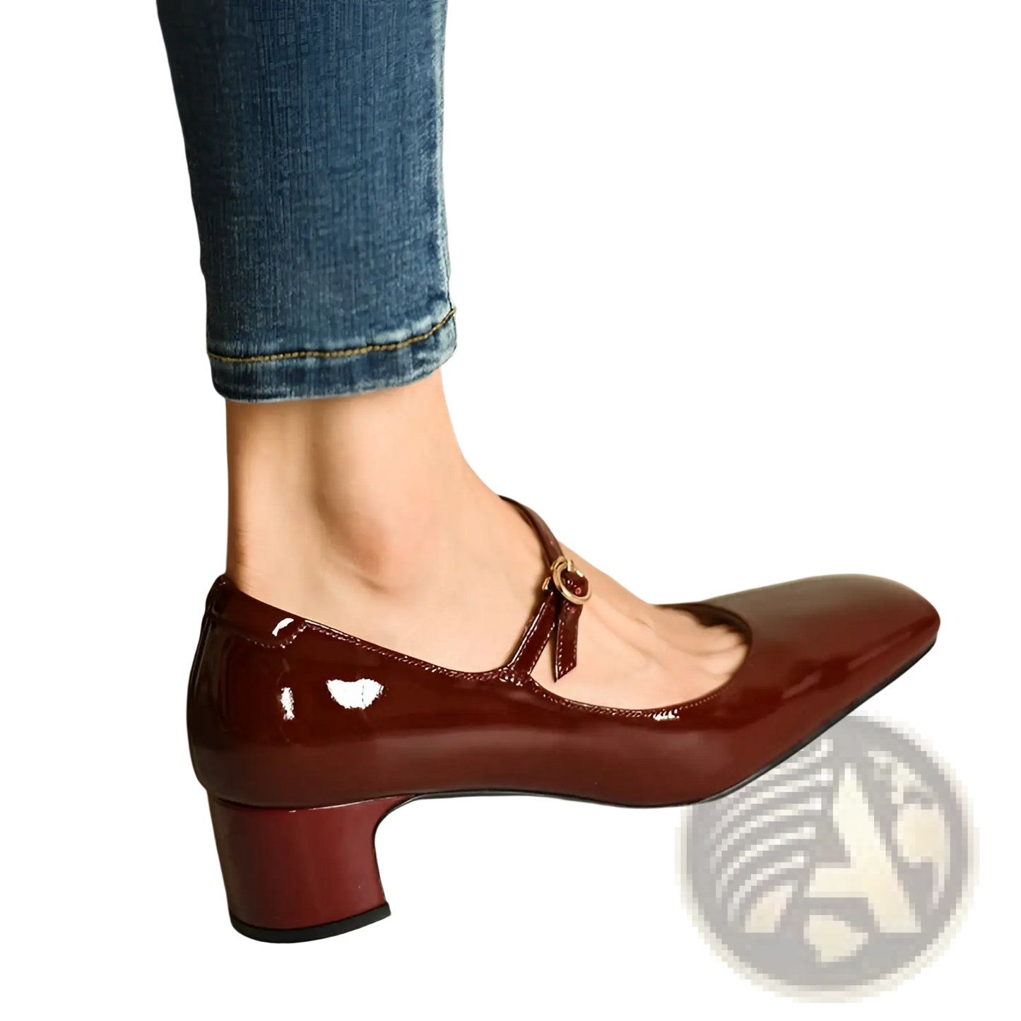 Patent Leather Mary Jane Block Heel Square Toe Shoes