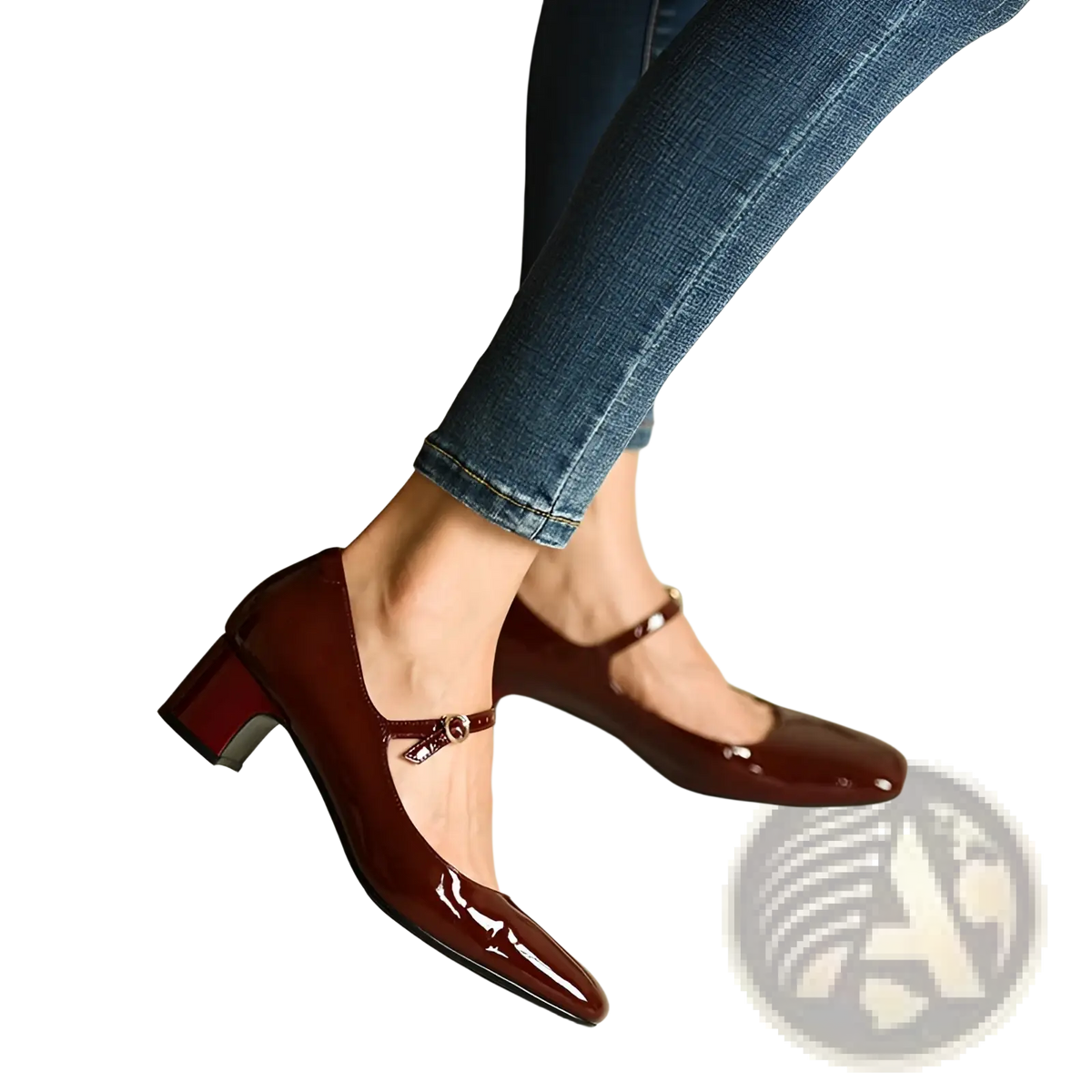 Patent Leather Mary Jane Block Heel Square Toe Shoes