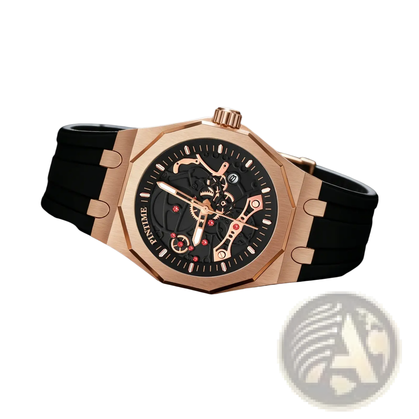 Pintime Men Luxury Skeleton Quartz Watch