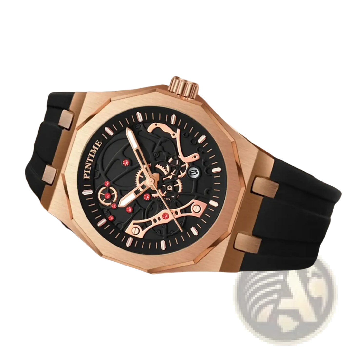 Pintime Men Luxury Skeleton Quartz Watch