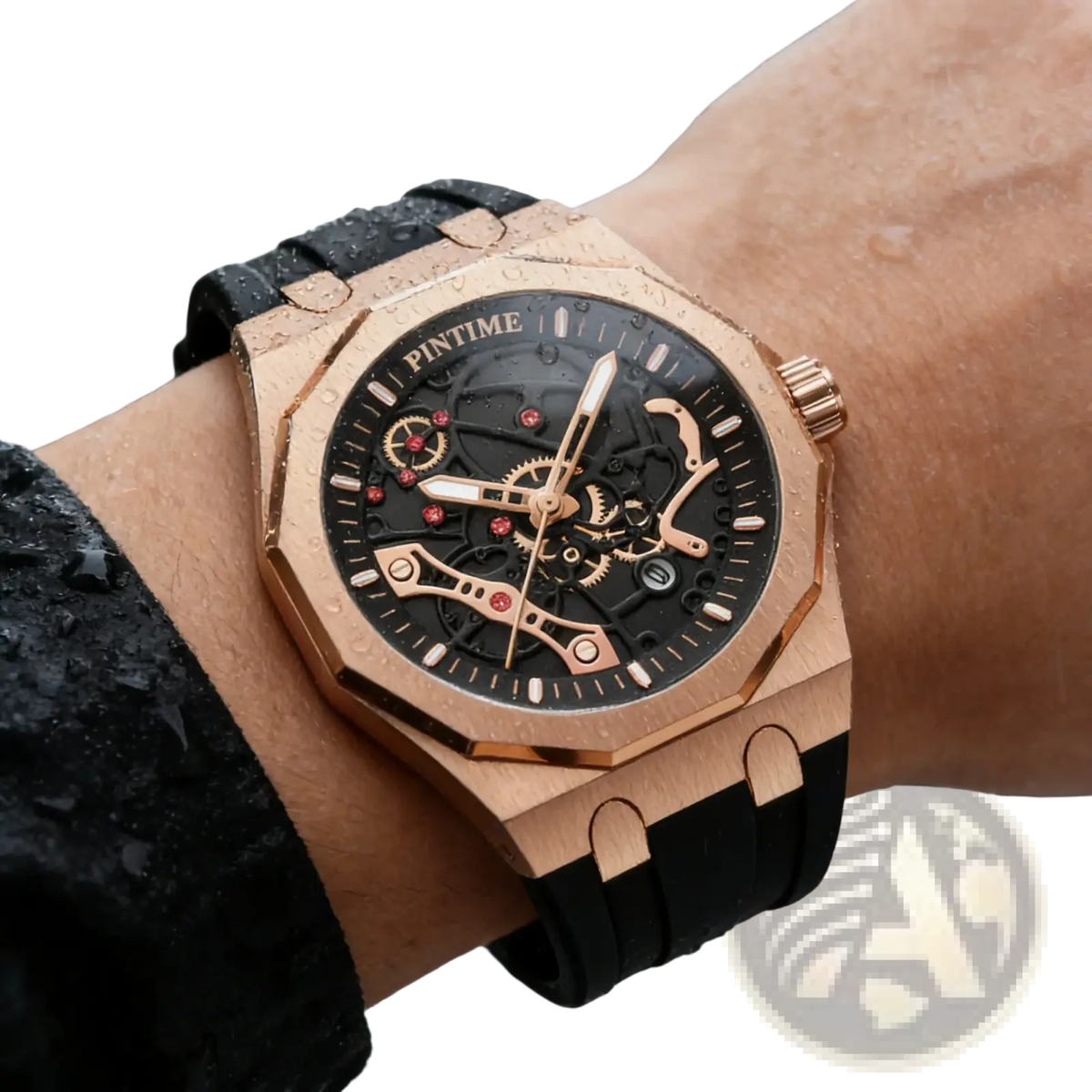 Pintime Men Luxury Skeleton Quartz Watch