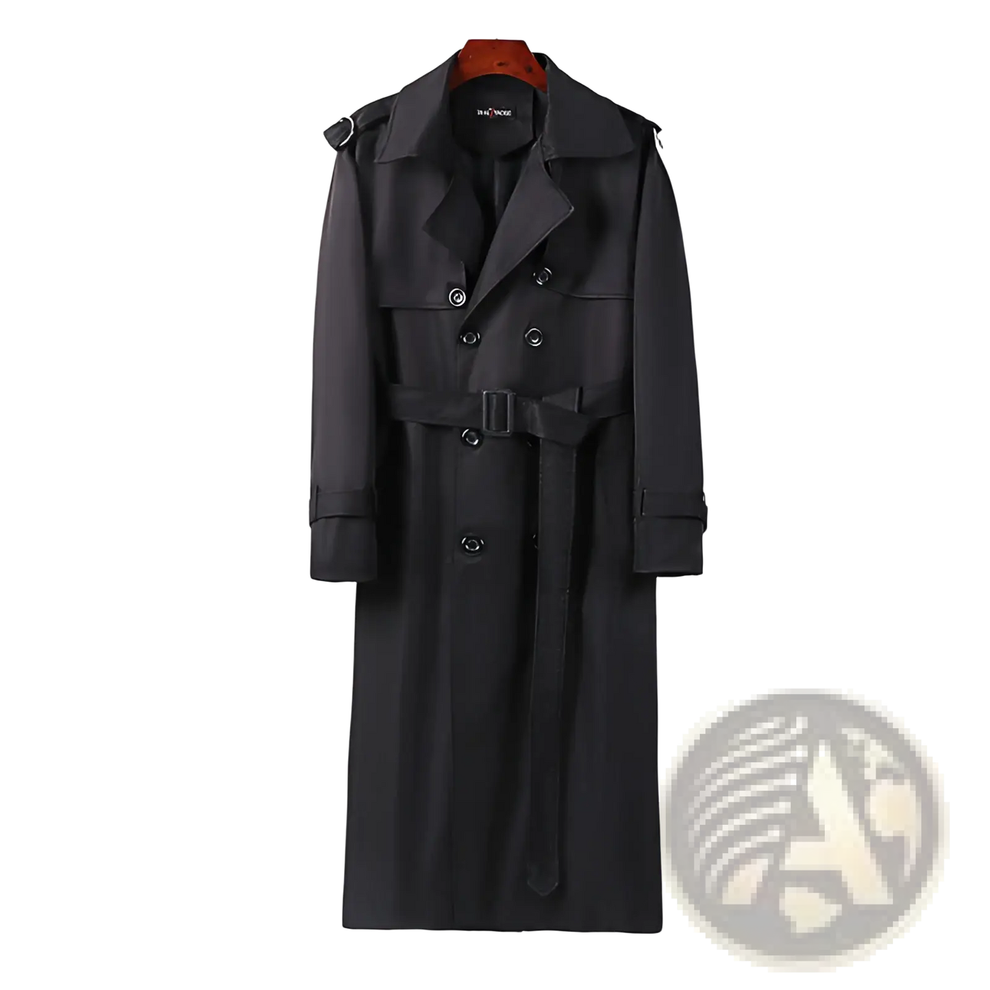Plus Size Men Trench Coat Thickened Black Over-knee