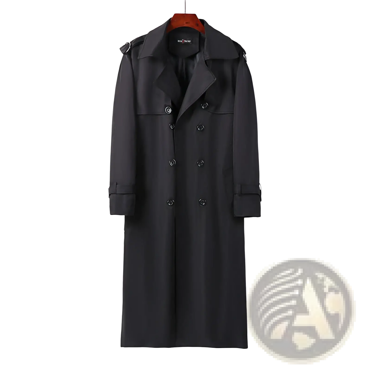 Plus Size Men Trench Coat Thickened Black Over-knee