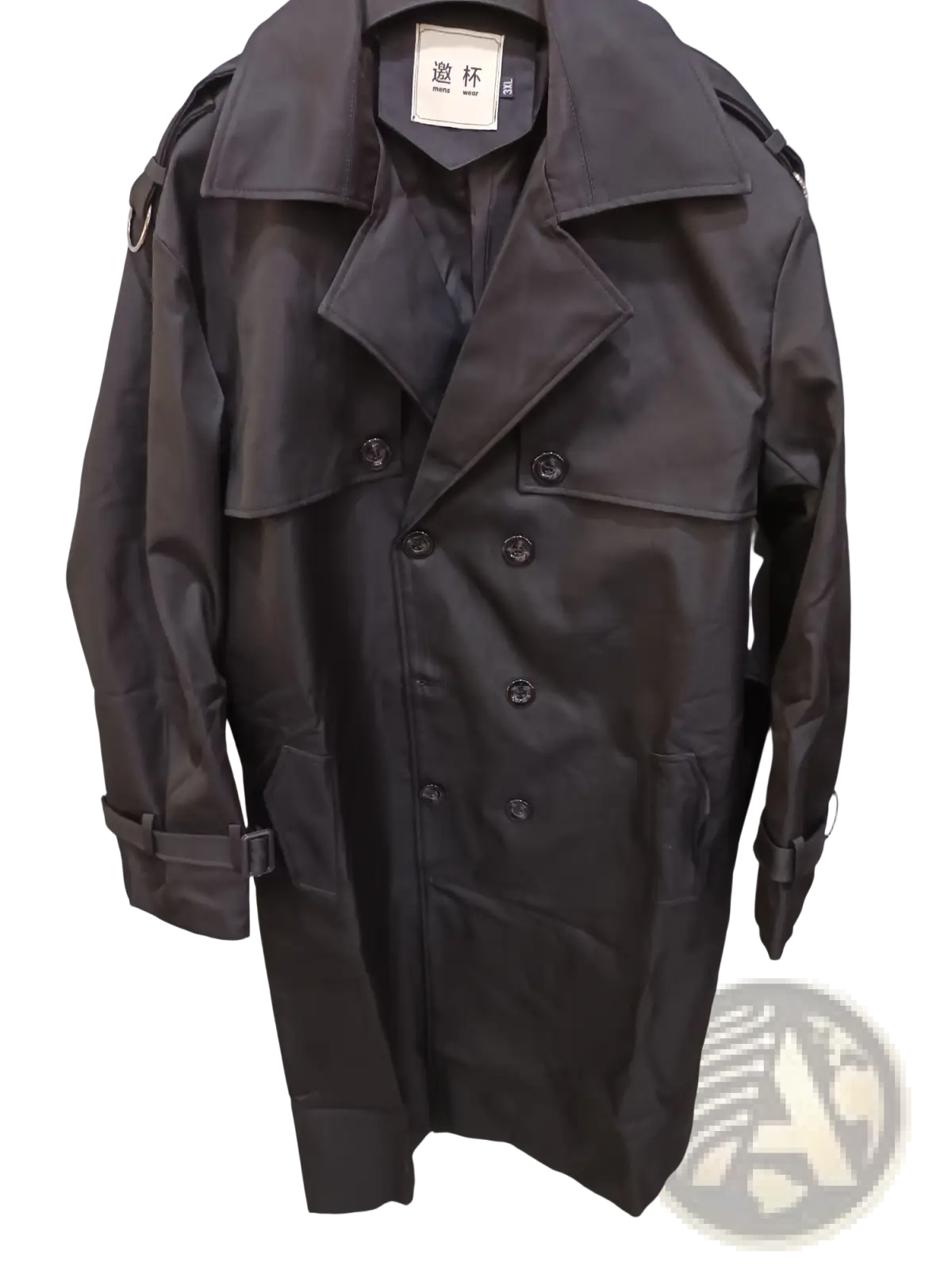 Plus Size Men Trench Coat Thickened Black Over-knee