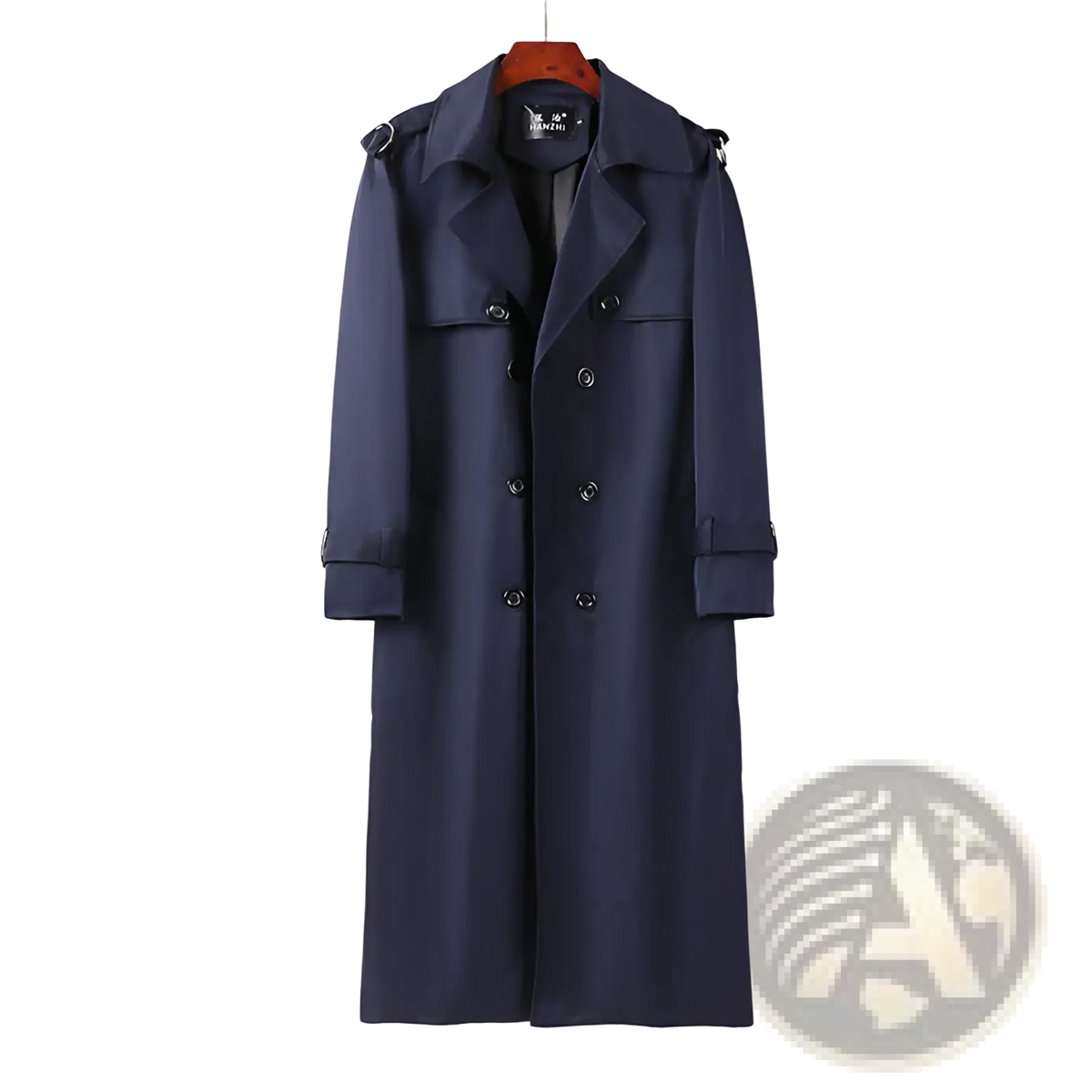 Plus Size Men Trench Coat Thickened Black Over-knee