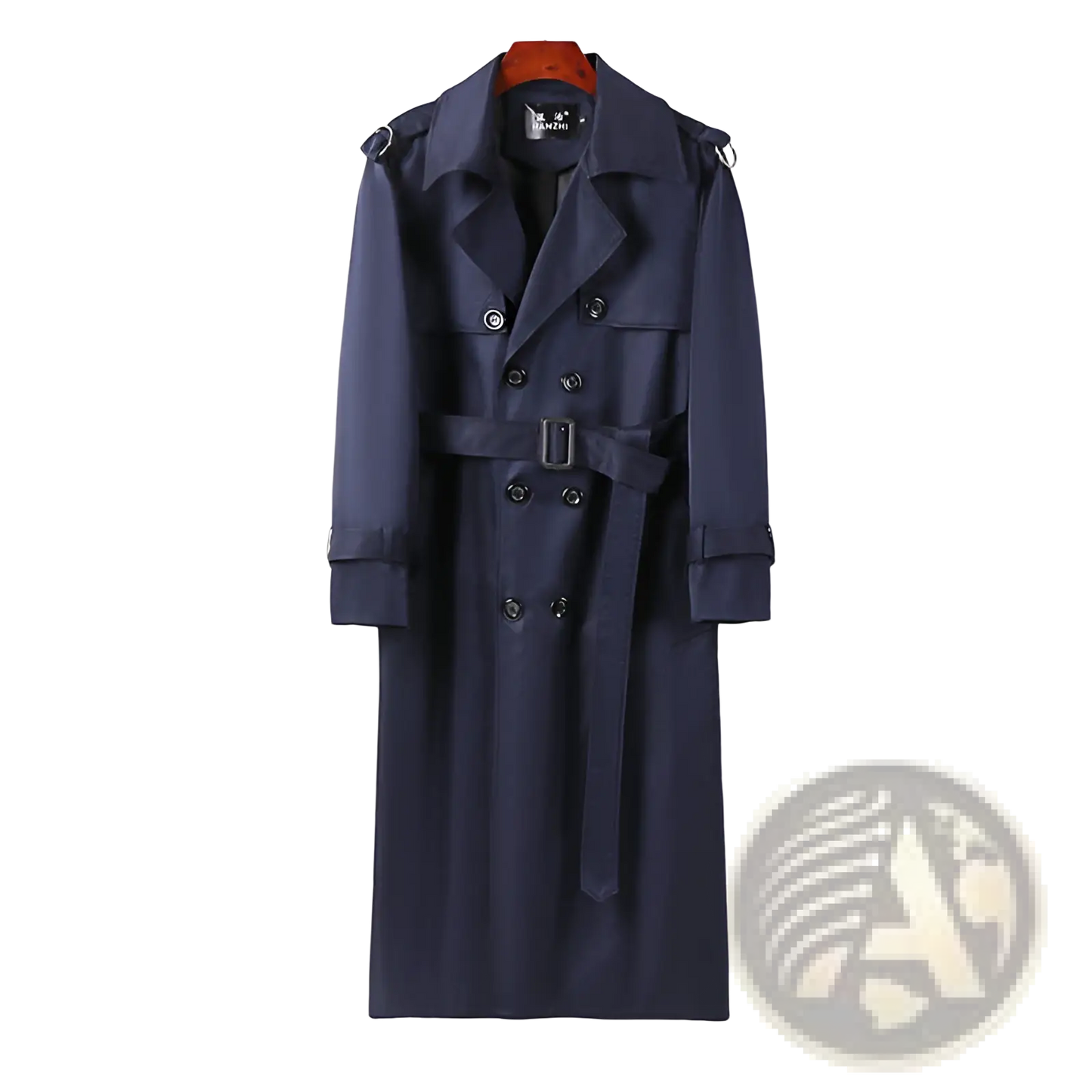 Plus Size Men Trench Coat Thickened Black Over-knee