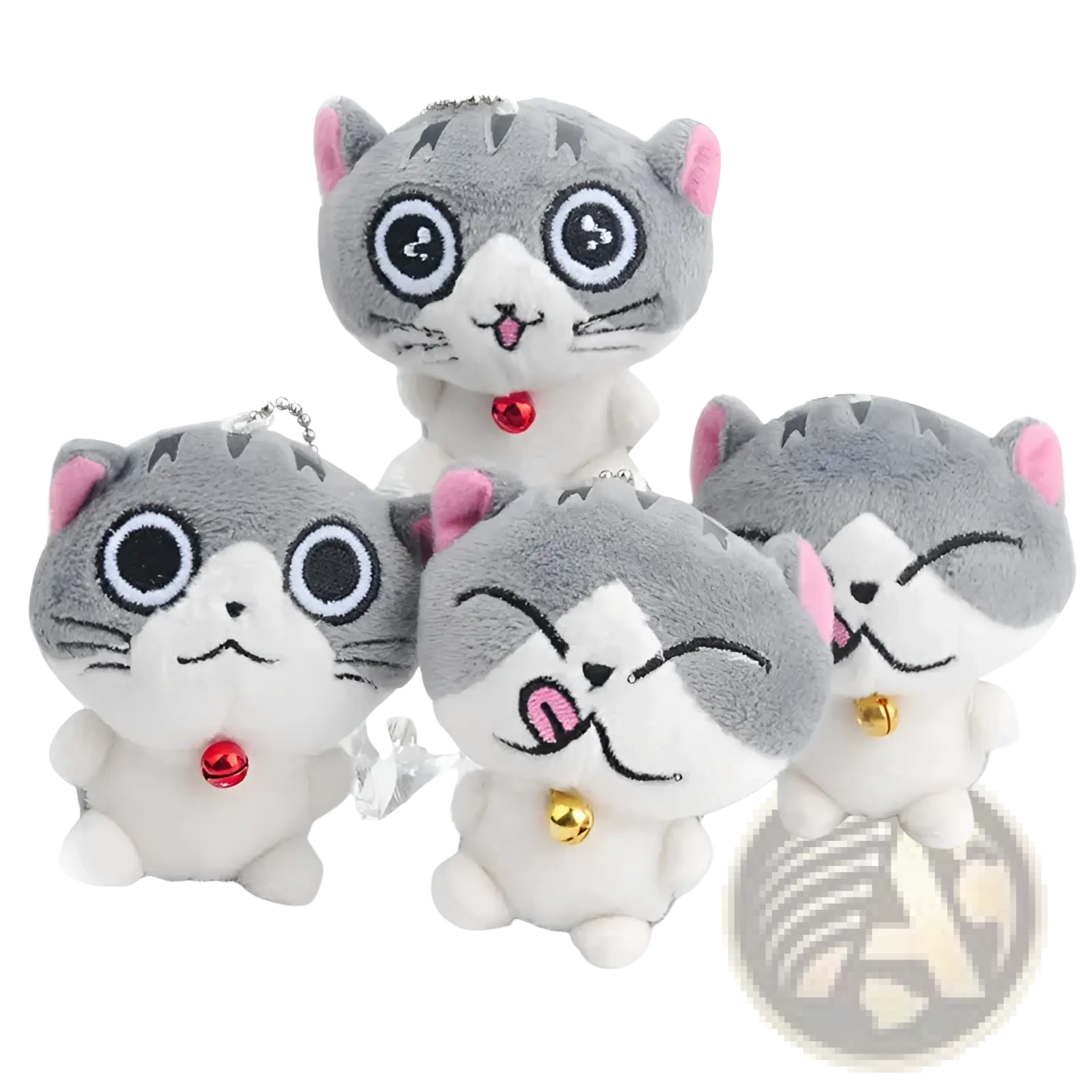 Plush Cat Keychain Cute Gray Kitten Bag Charm Toy