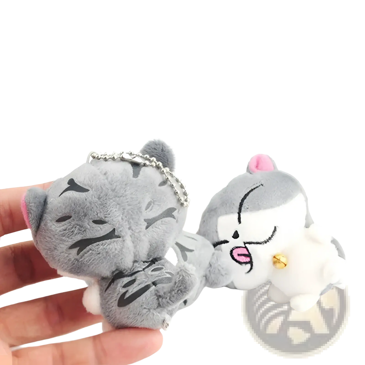 Plush Cat Keychain Cute Gray Kitten Bag Charm Toy