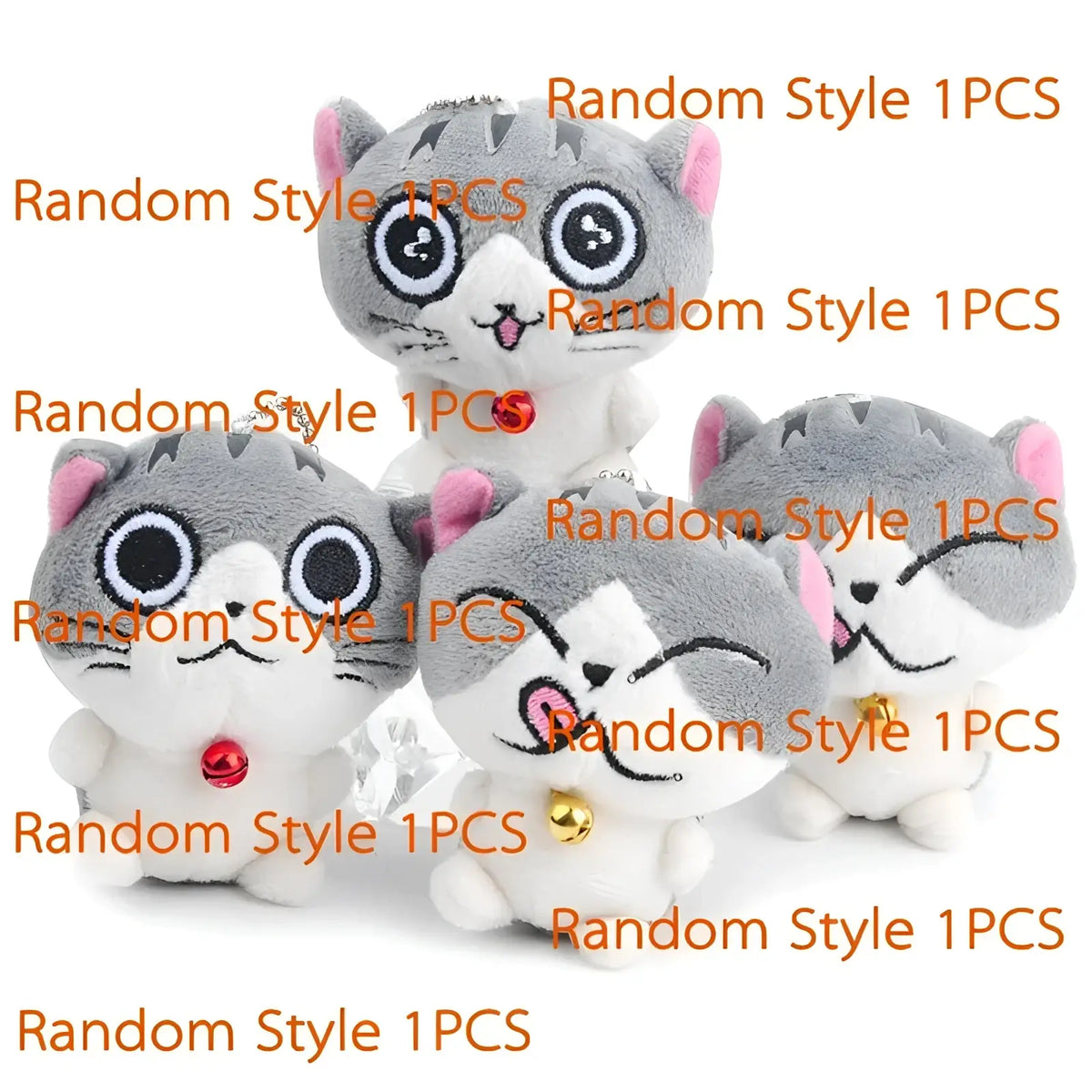 Plush Cat Keychain Cute Gray Kitten Bag Charm Toy