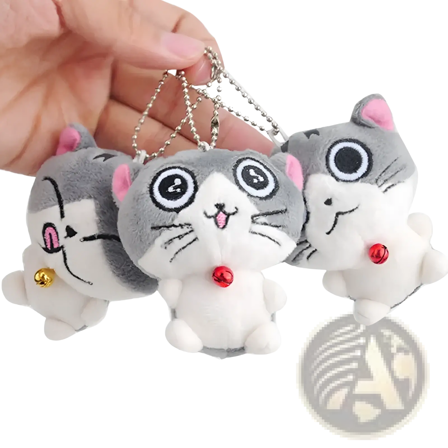 Plush Cat Keychain Cute Gray Kitten Bag Charm Toy