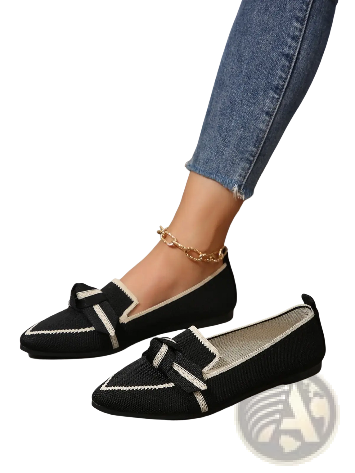 Pointed Flat Pumps Bow Detail Casual Plus Size Shoes