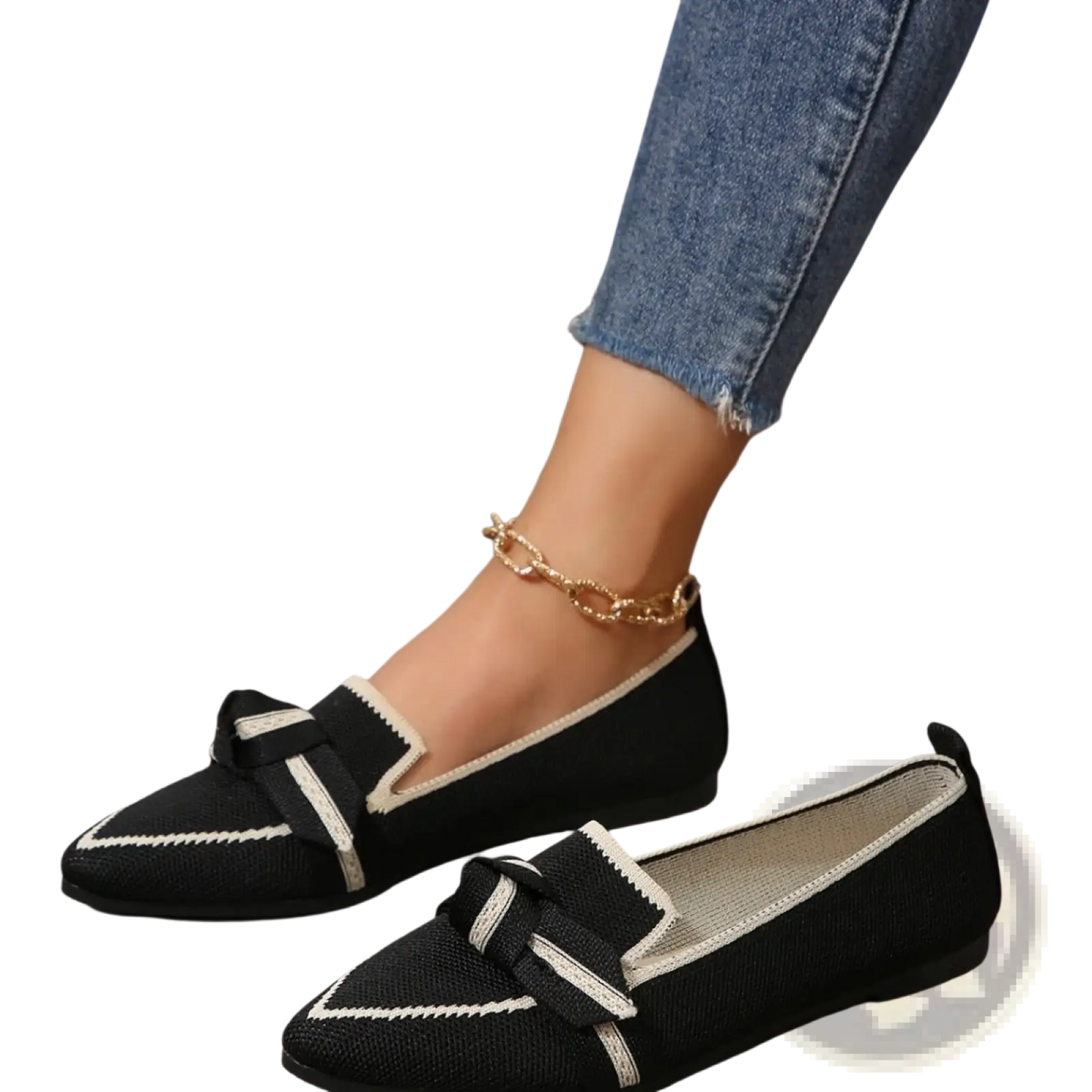 Pointed Flat Pumps Bow Detail Casual Plus Size Shoes