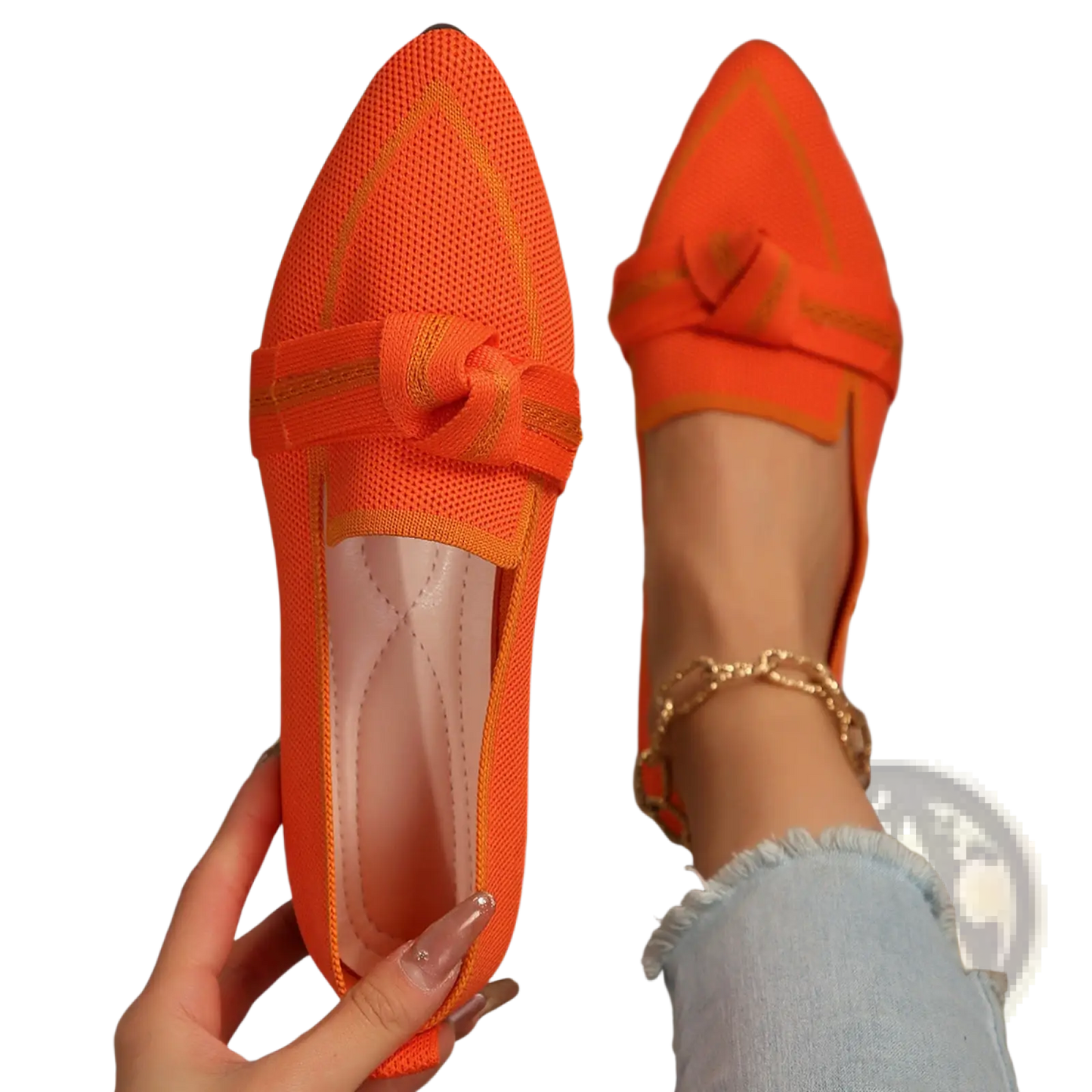 Pointed Flat Pumps Bow Detail Casual Plus Size Shoes