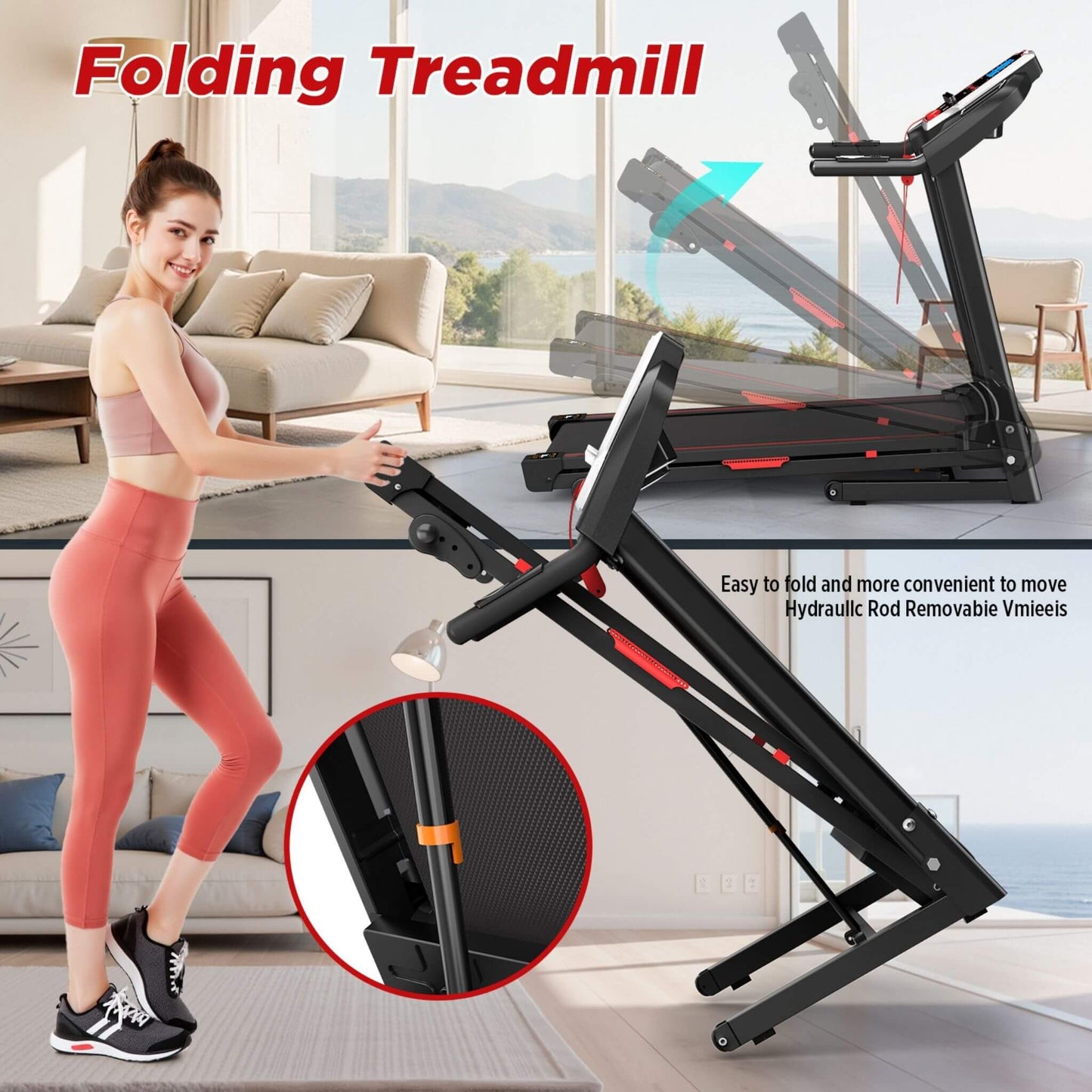 Portable 3.5HP Space Saving Folding Treadmill W/ Incline & 12 Preset Programs (SAK29735)