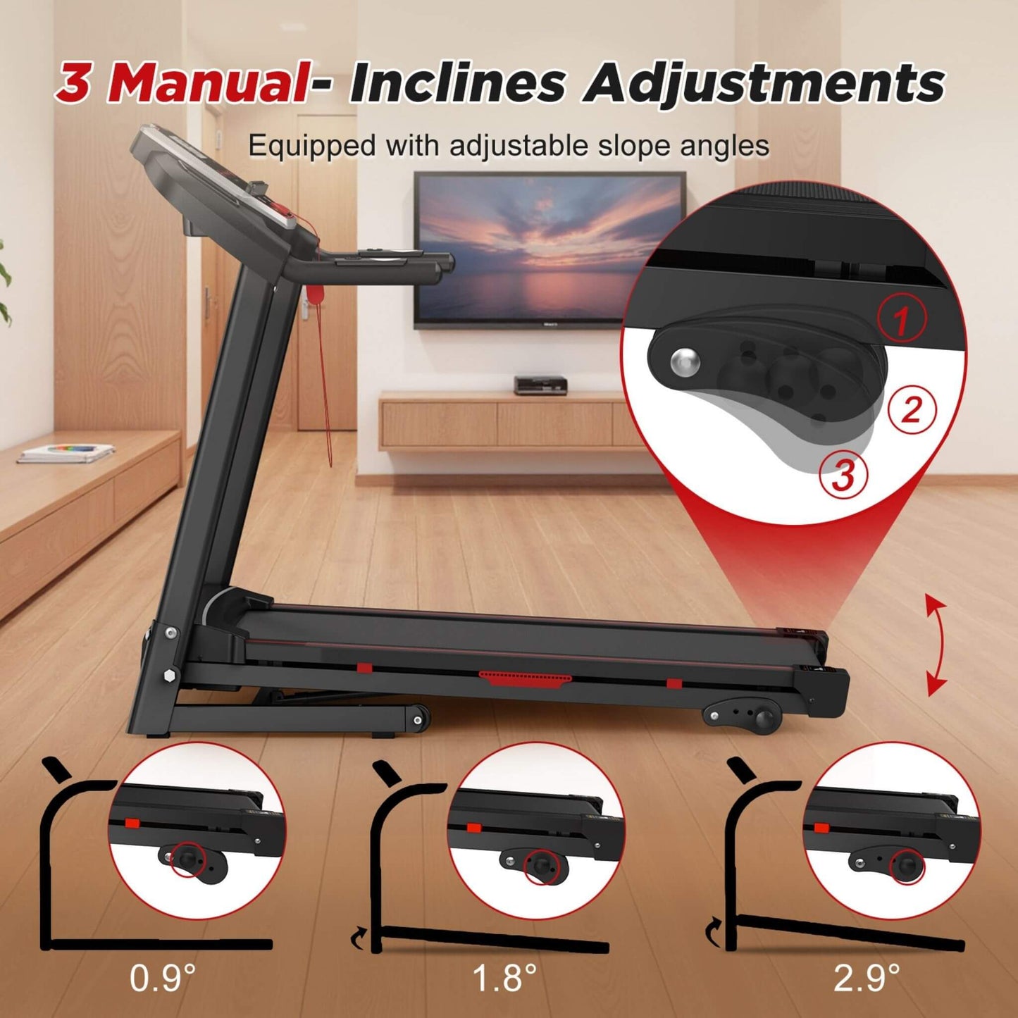Portable 3.5HP Space Saving Folding Treadmill W/ Incline & 12 Preset Programs (SAK29735)