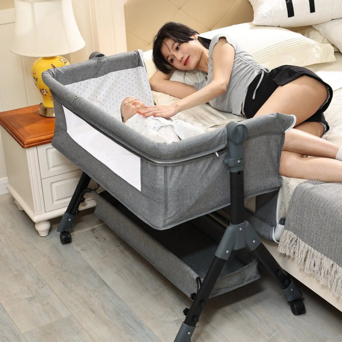 Portable Folding Baby Crib with Mosquito Net and Mattress