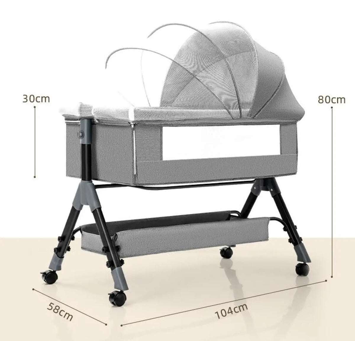 Portable Folding Baby Crib with Mosquito Net and Mattress