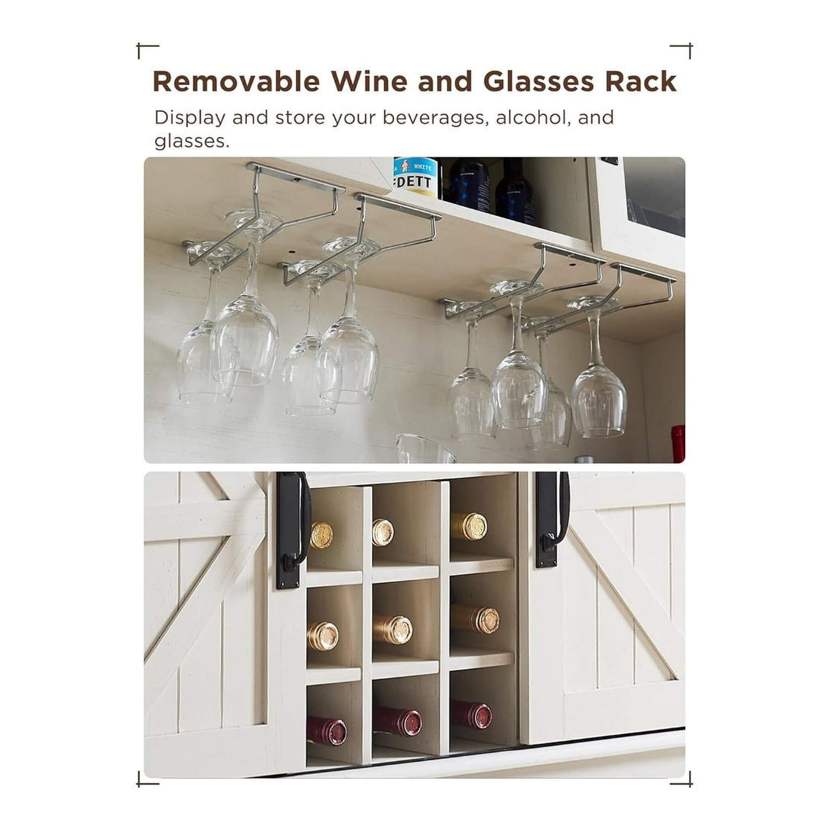 Premium 72-Inch Home Bar Wine Cabinet W/ Sliding Barn Door (SAK12947)