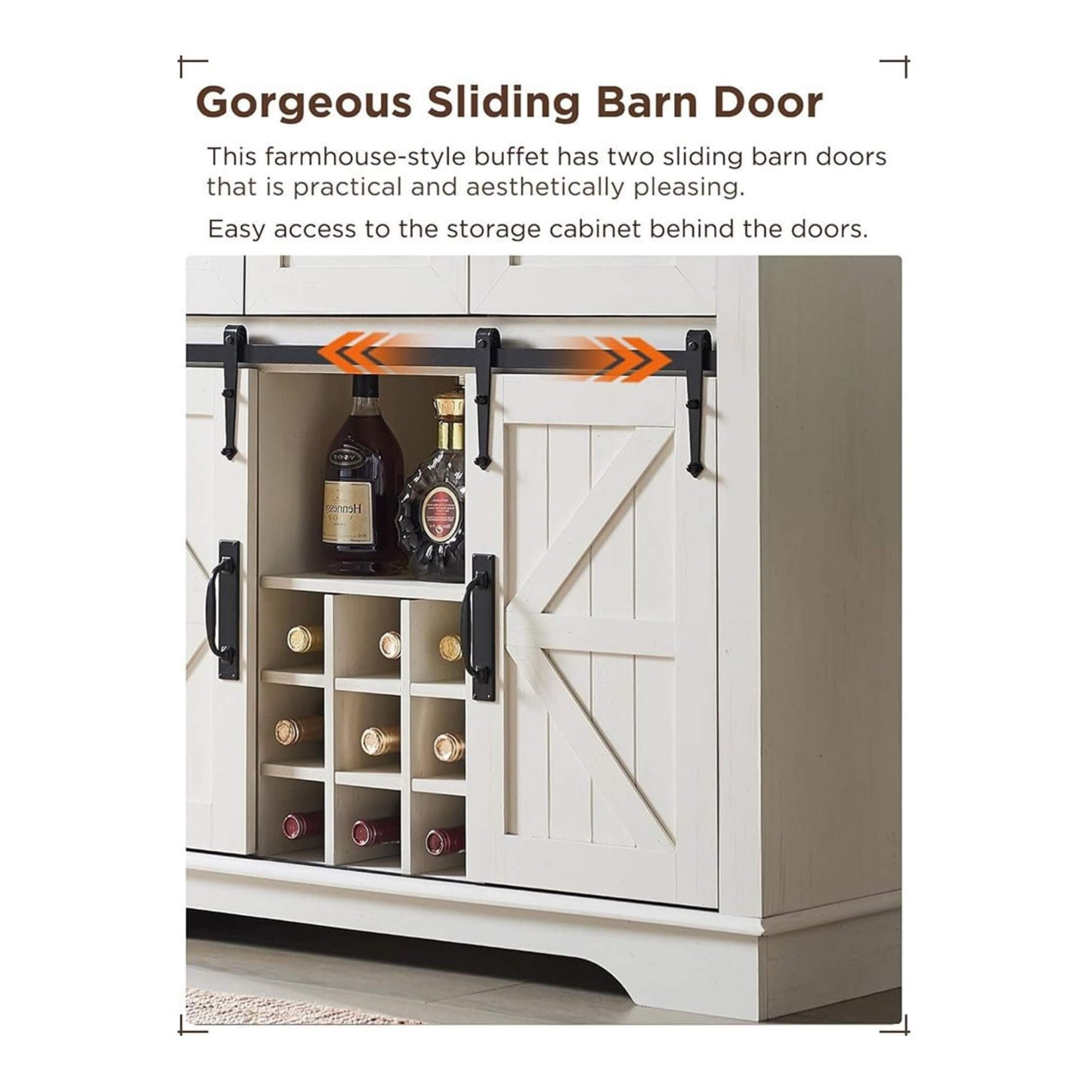 Premium 72-Inch Home Bar Wine Cabinet W/ Sliding Barn Door (SAK12947)