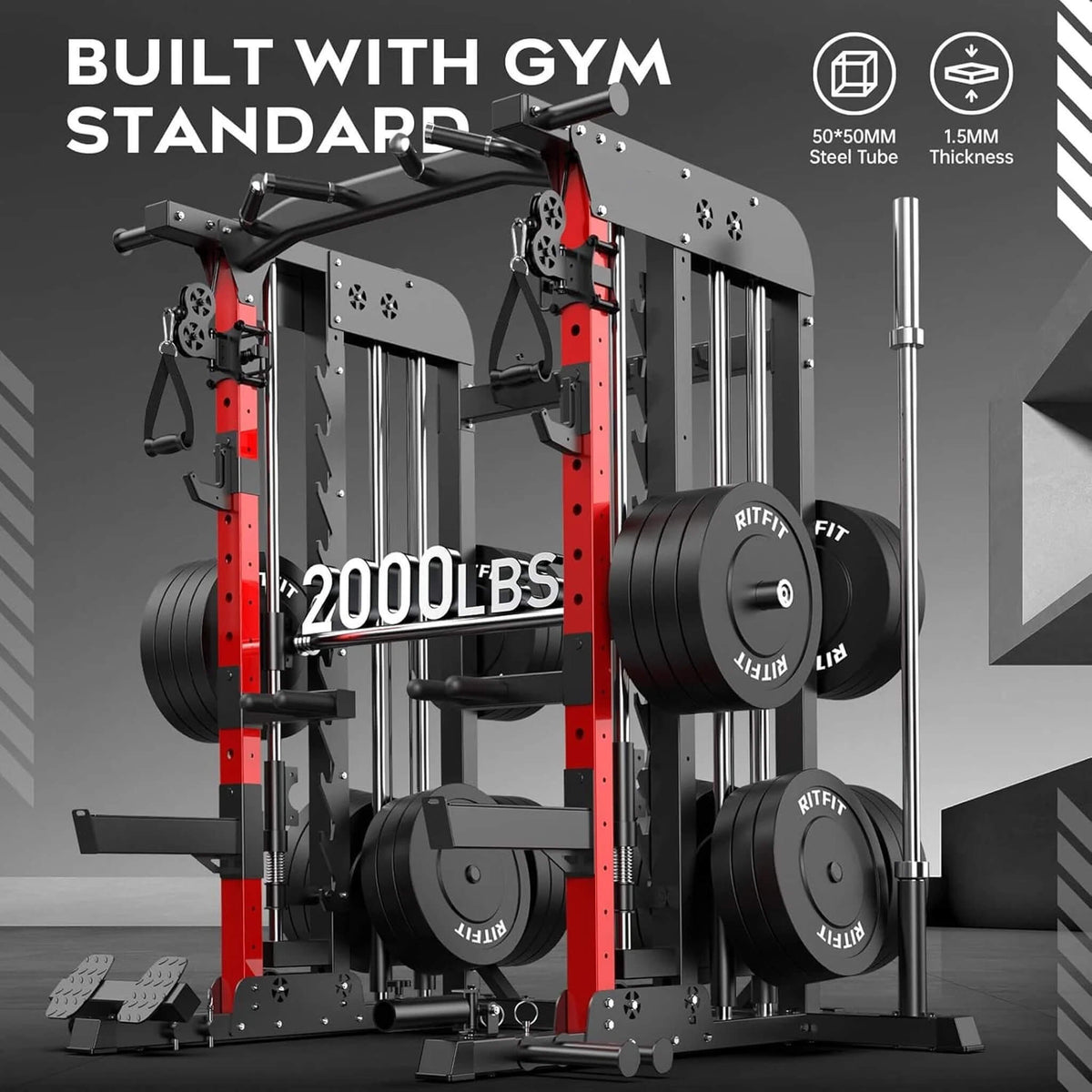 Premium 2000LBS All-In-One Squat Rack Power Cage With Smith Machine (SAK59213)