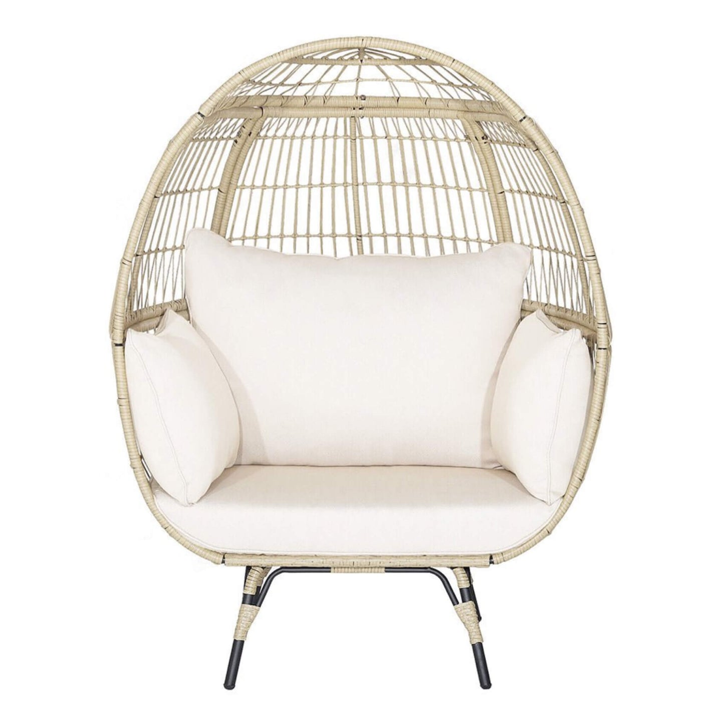 Premium 57-Inch Oversized Rattan Patio Egg Lounge Chair Basket With Cushions (SAK91684)