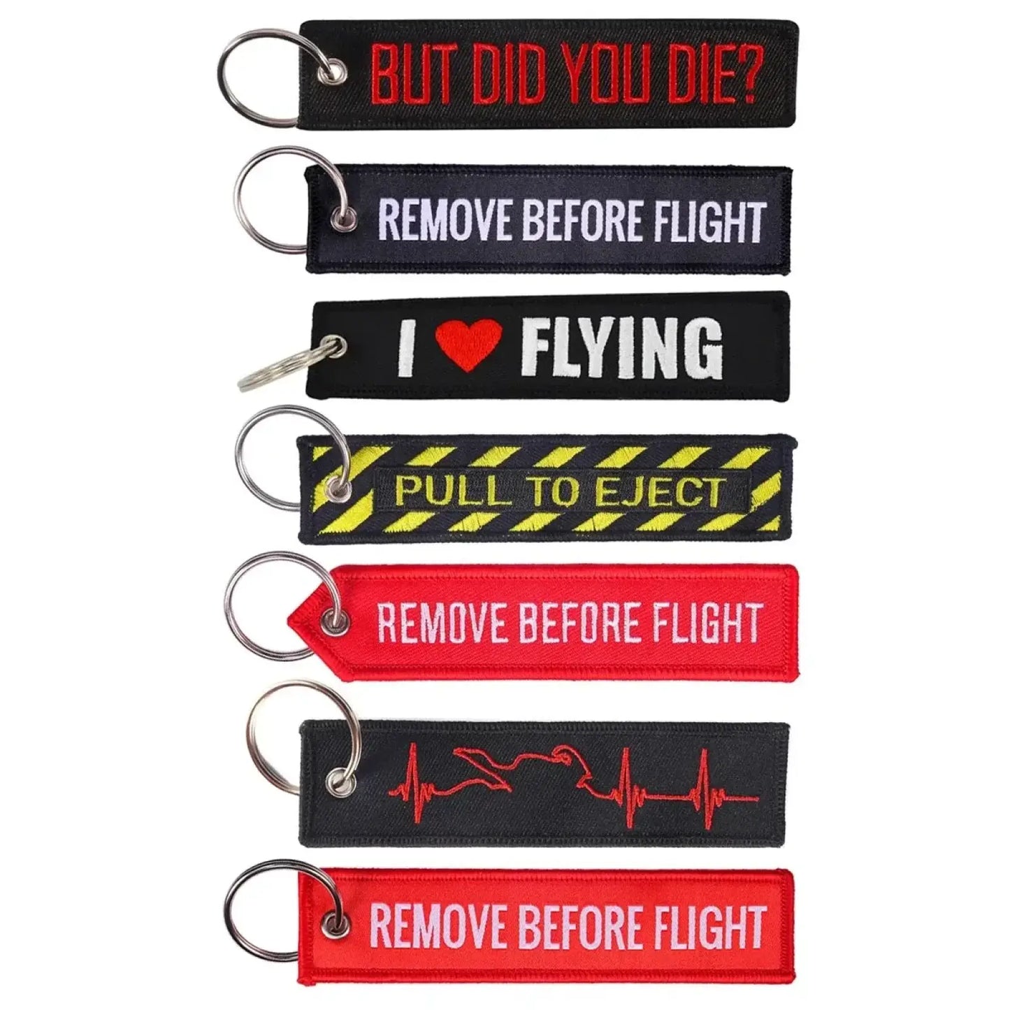 Remove Before Flight Embroidered Keychain