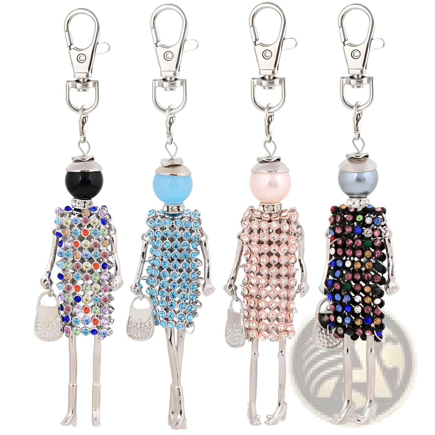 Rhinestone Doll Keychain Women Bag Pendant