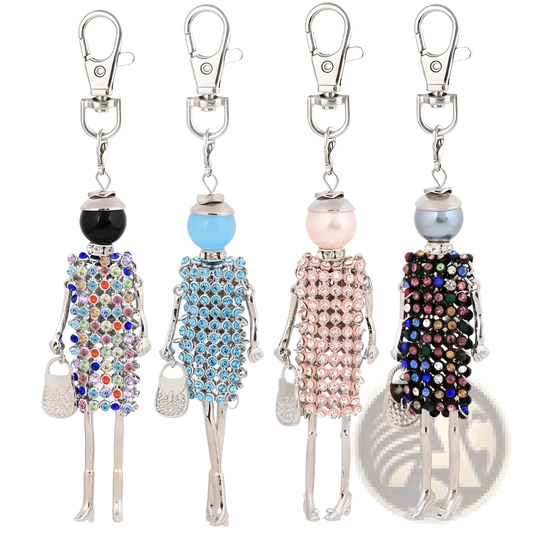 Rhinestone Doll Keychain Women Bag Pendant