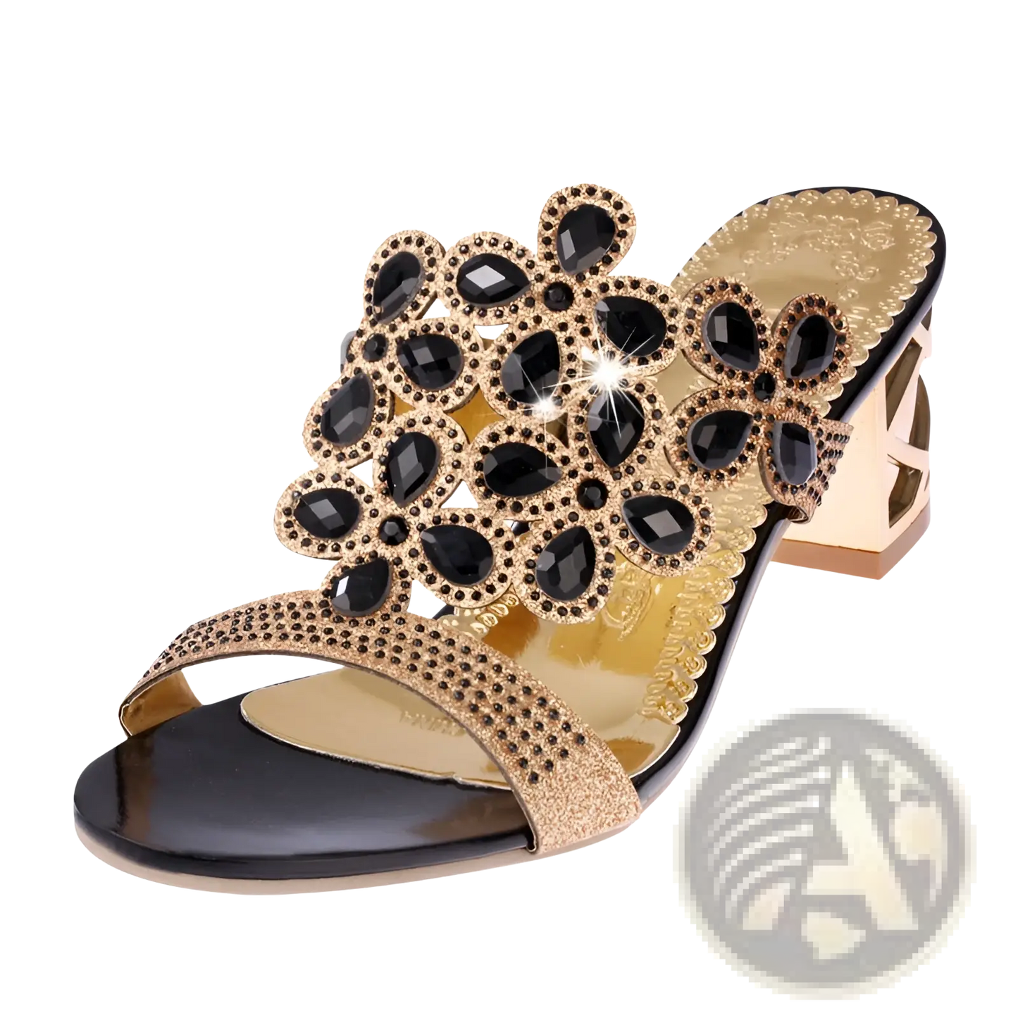 Rhinestone High Heel Sandals Embellished Mule Shoes