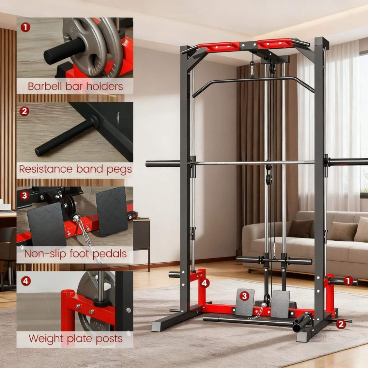 All-In-One Home Gym Squat Rack With Pull Up And Lat System (SAK95431)