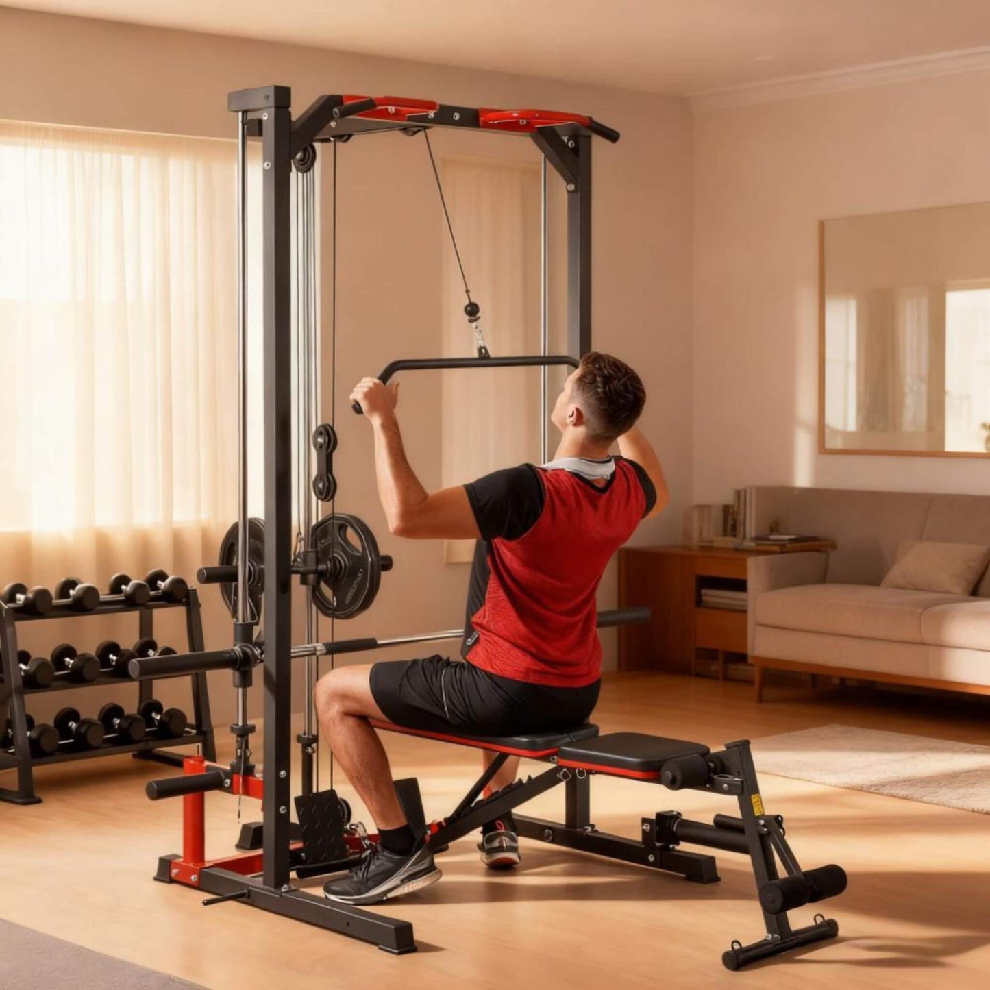 All-In-One Home Gym Squat Rack With Pull Up And Lat System (SAK95431)
