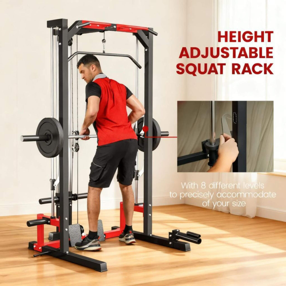 All-In-One Home Gym Squat Rack With Pull Up And Lat System (SAK95431)