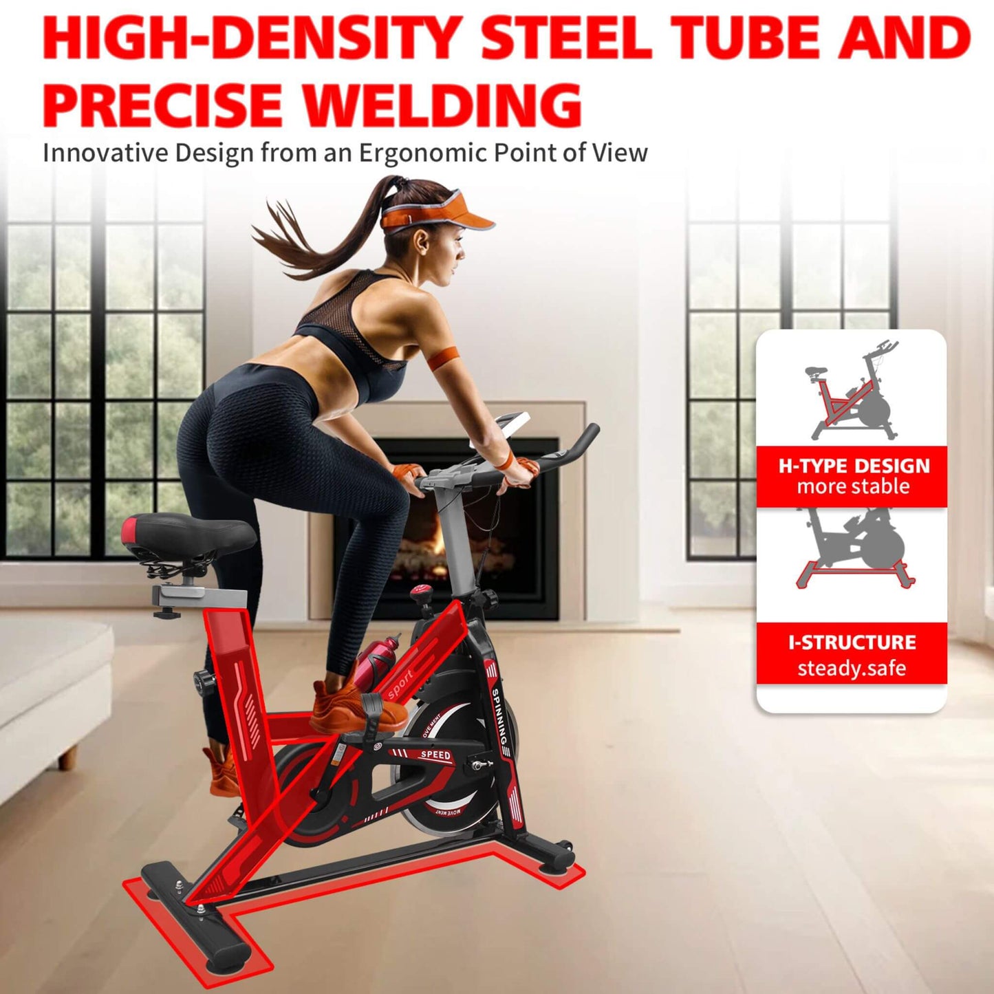Indoor Exercise Spin Bike With Comfortable Cushioned Seat (SAK71645)