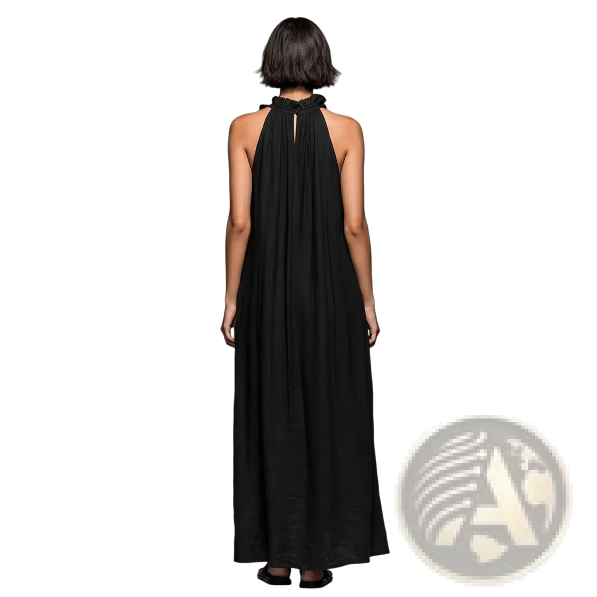 Ruffled Halter Neck Open Back Maxi Resort Dress