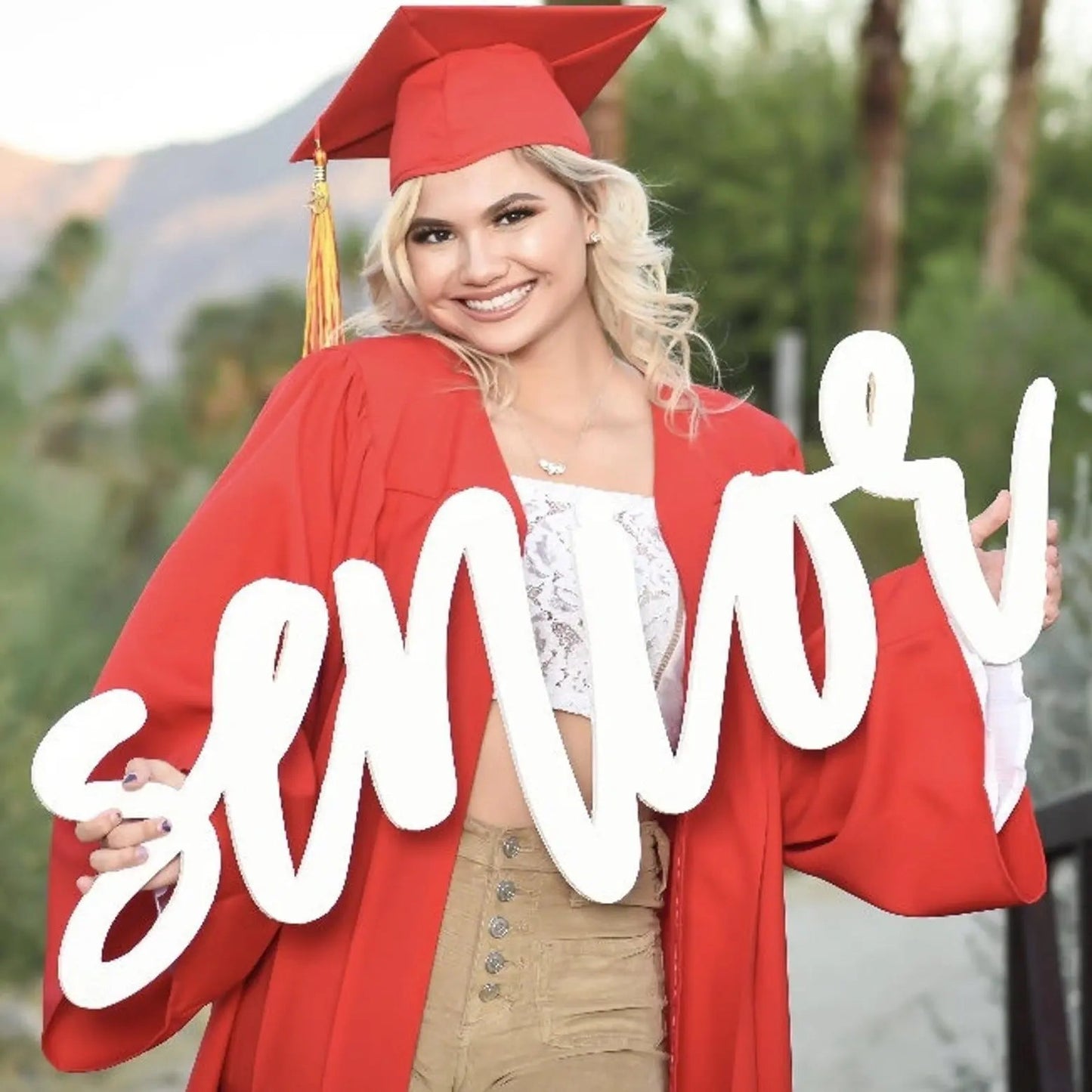 36 Inch Wooden Senior Photo Prop Sign "I'm so excited to use these!"