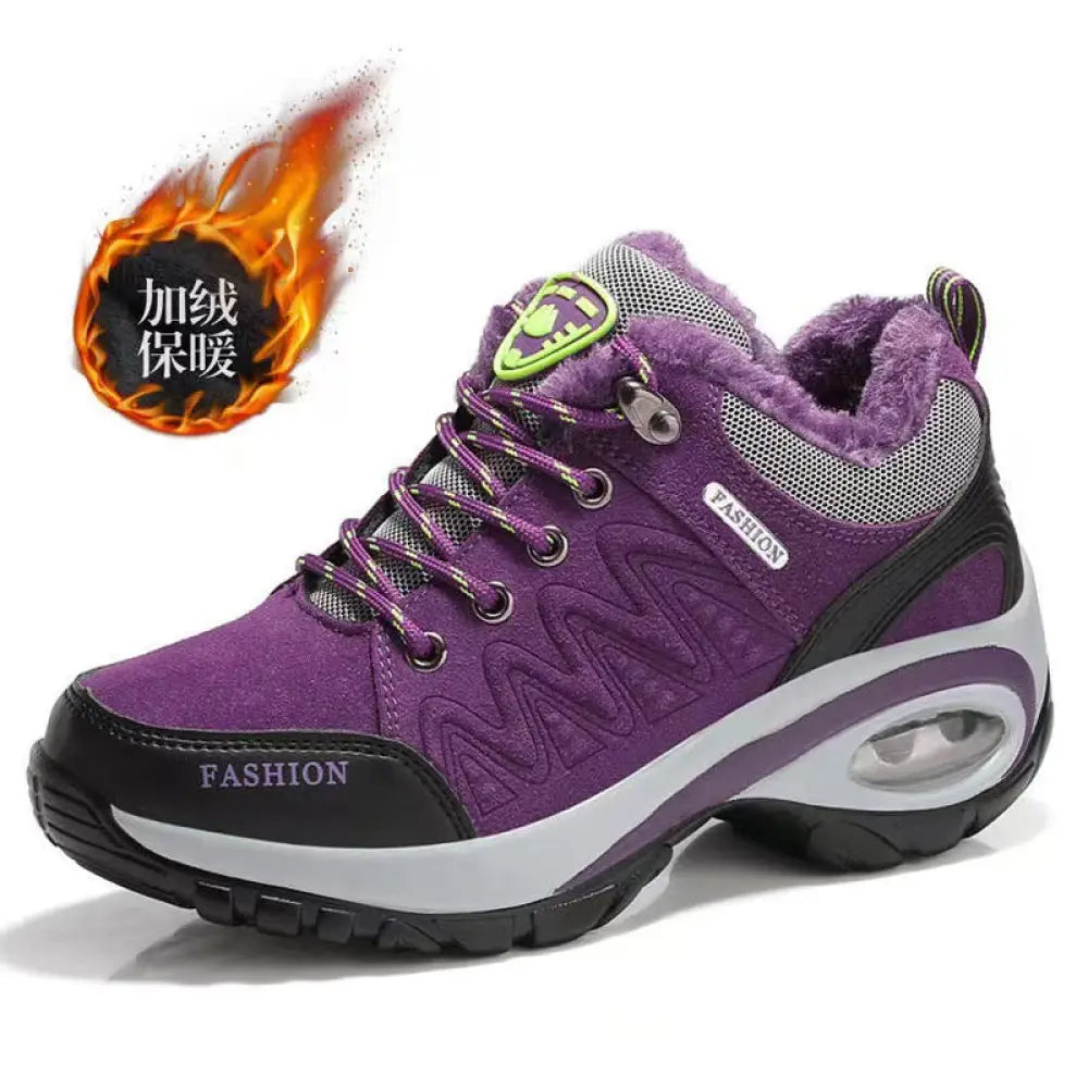 Women's Purple and Black Air Cushion Athletic Hiking Shoes