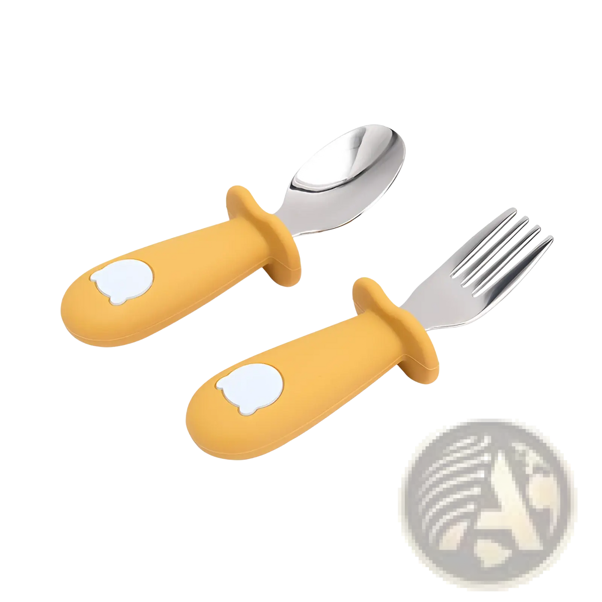 Silicone Baby Spoon and Fork Stainless Steel Cutlery Set