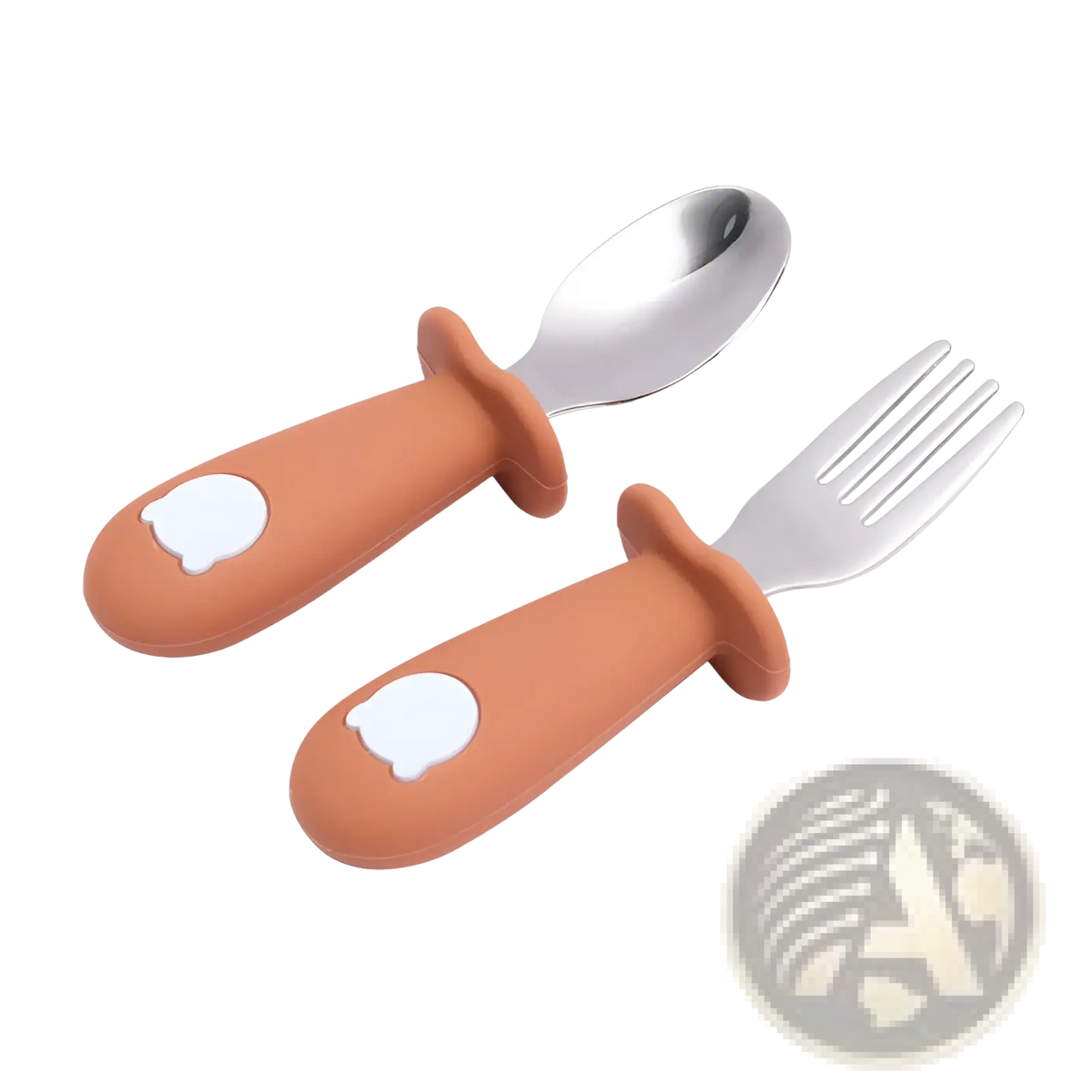 Silicone Baby Spoon and Fork Stainless Steel Cutlery Set