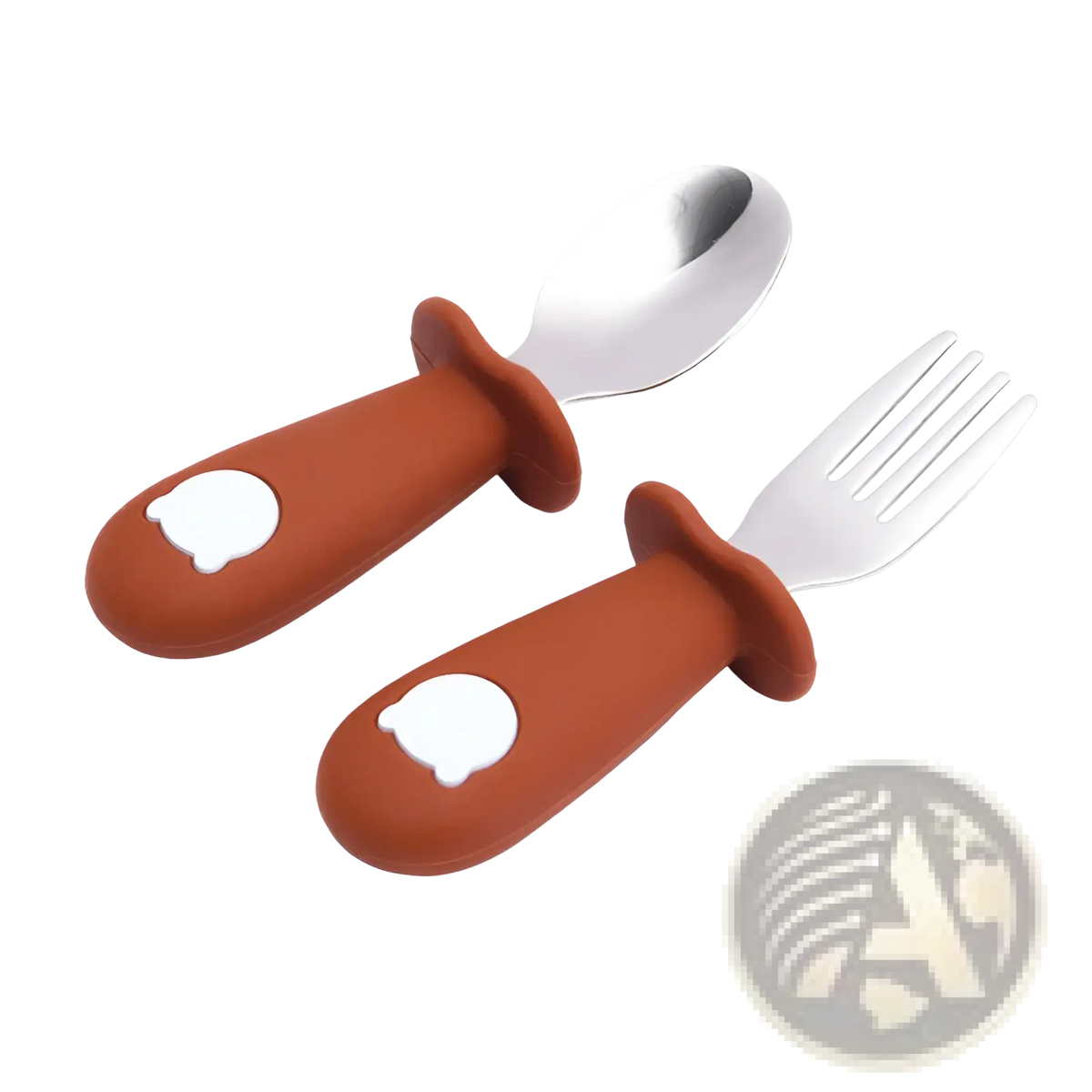 Silicone Baby Spoon and Fork Stainless Steel Cutlery Set