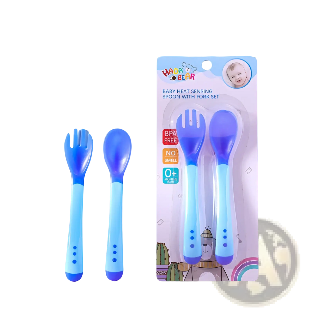 Silicone Baby Spoon and Fork Stainless Steel Cutlery Set
