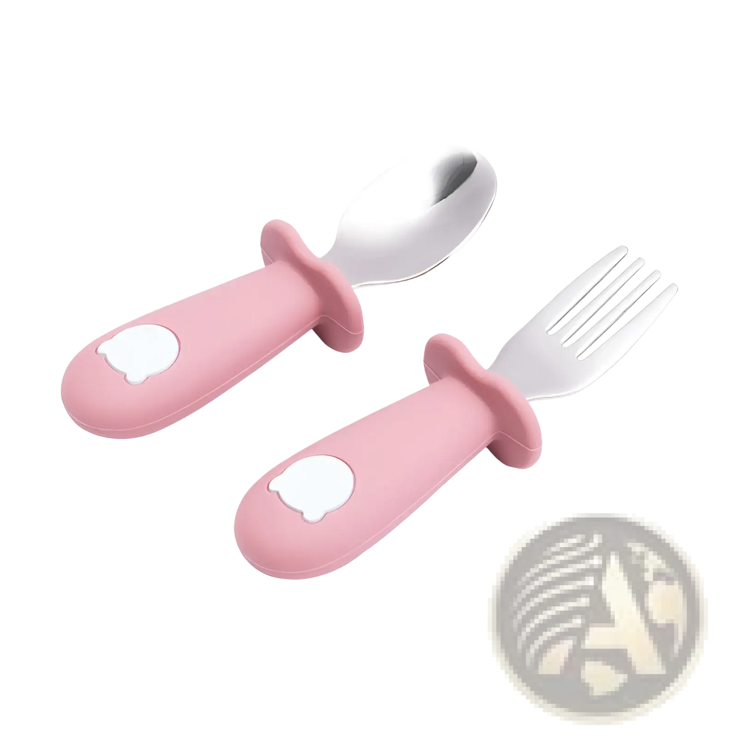 Silicone Baby Spoon and Fork Stainless Steel Cutlery Set