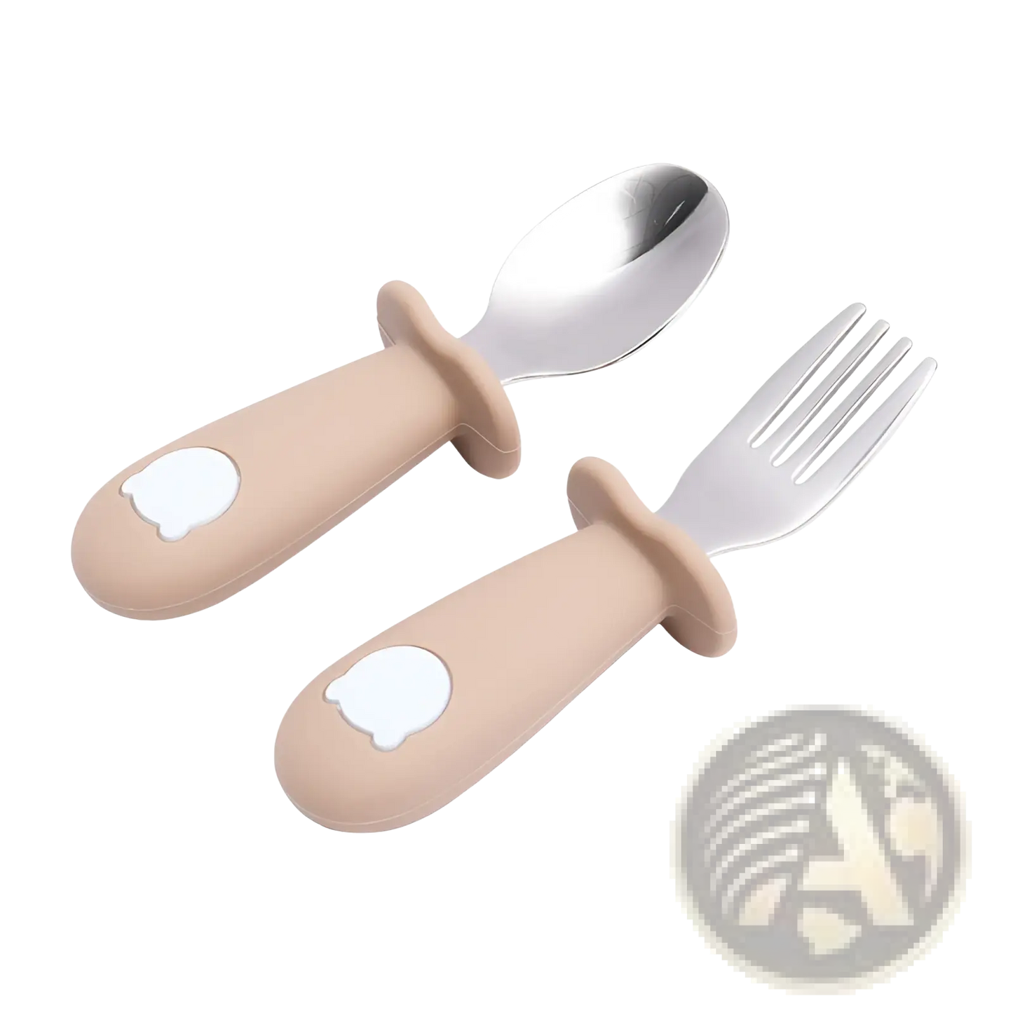 Silicone Baby Spoon and Fork Stainless Steel Cutlery Set