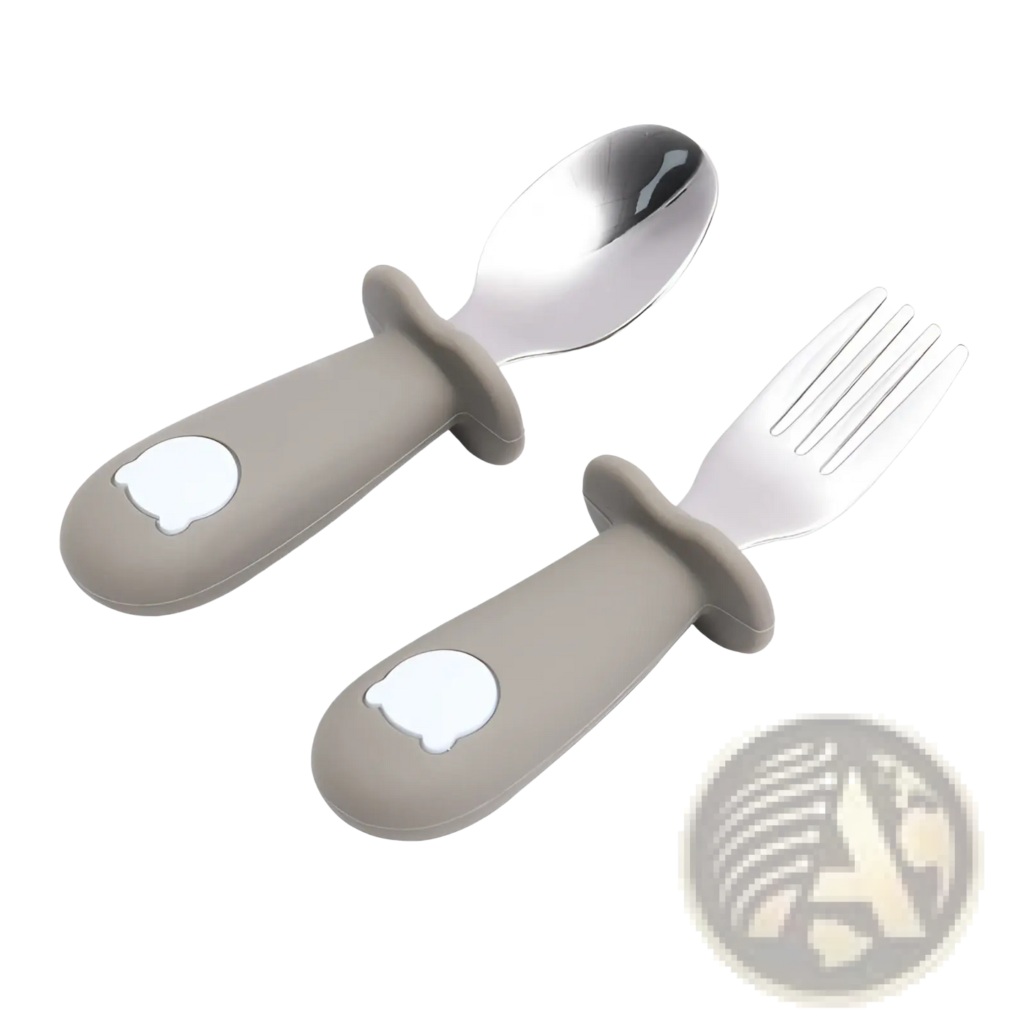 Silicone Baby Spoon and Fork Stainless Steel Cutlery Set